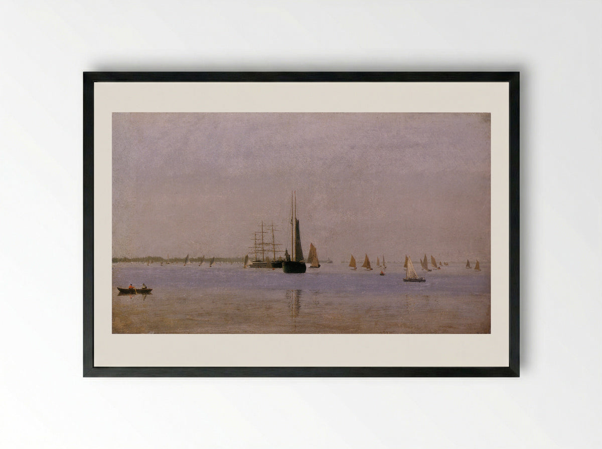 Ships and Sailboats on the Delaware - Thomas Eakins - Framed Print Black