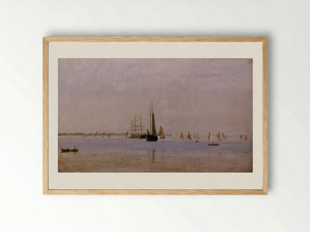 Ships and Sailboats on the Delaware - Thomas Eakins - Framed Print Wood