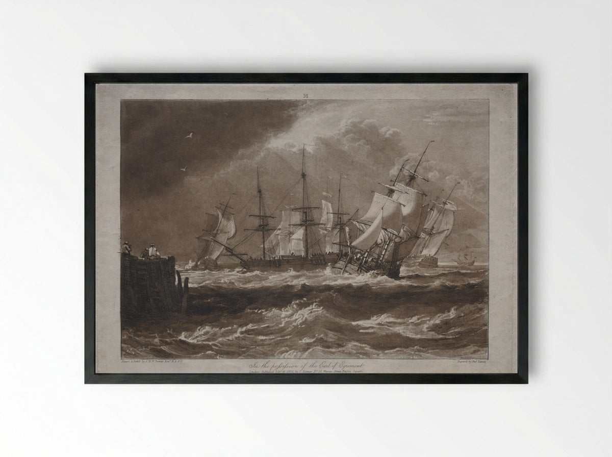 Ships in a Breeze - Joseph Mallord William Turner - Framed Print Black