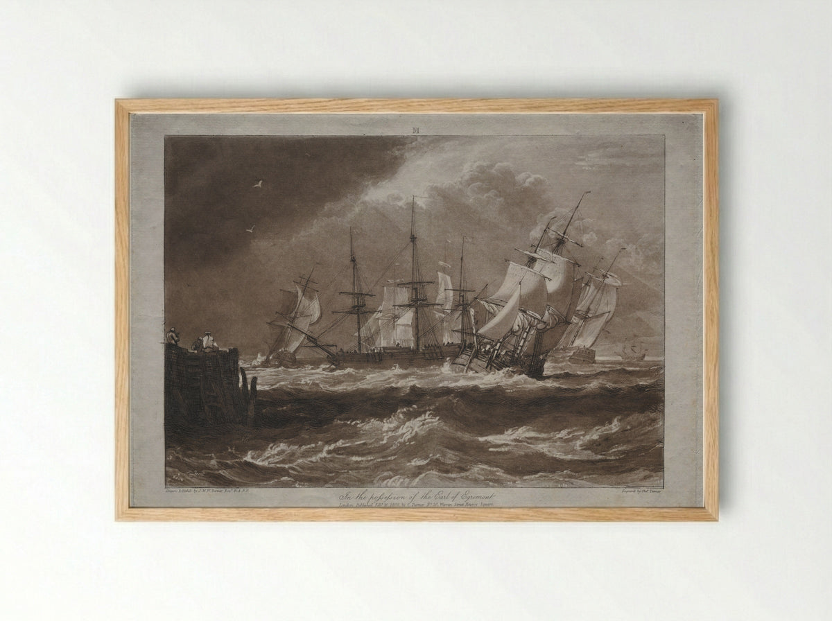 Ships in a Breeze - Joseph Mallord William Turner - Framed Print Wood