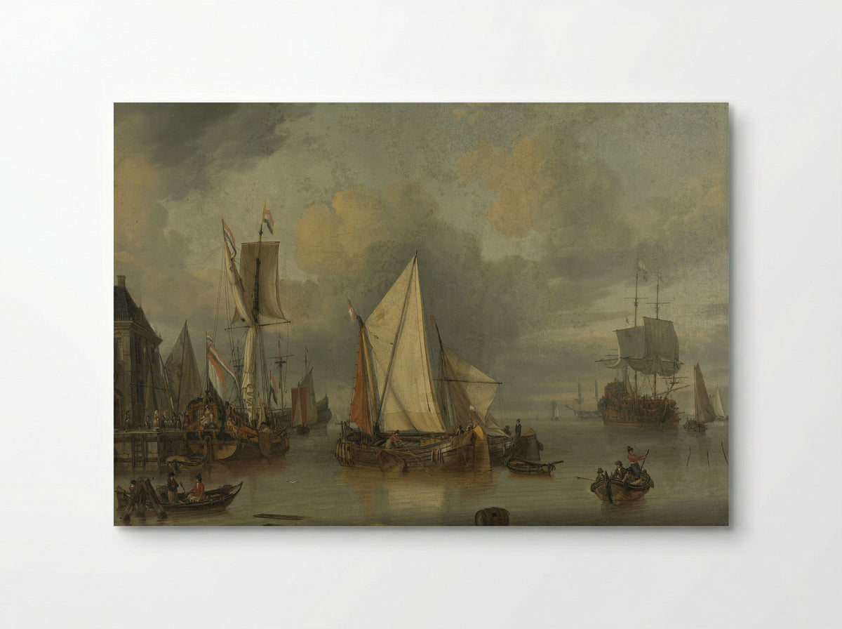 Ships in a Harbour in a Strong Breeze - Jan Claesz. Rietschoof - Poster