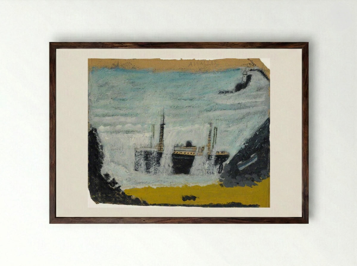 Shipwreck 1, the Wreck of the 'Alba' - Alfred Wallis - Framed Print Dark Wood