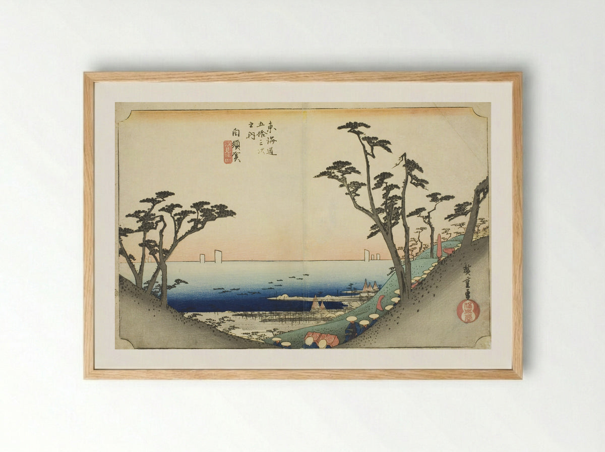 Shirasuka: View of Shiomi Slope - Utagawa Hiroshige - Framed Print Wood