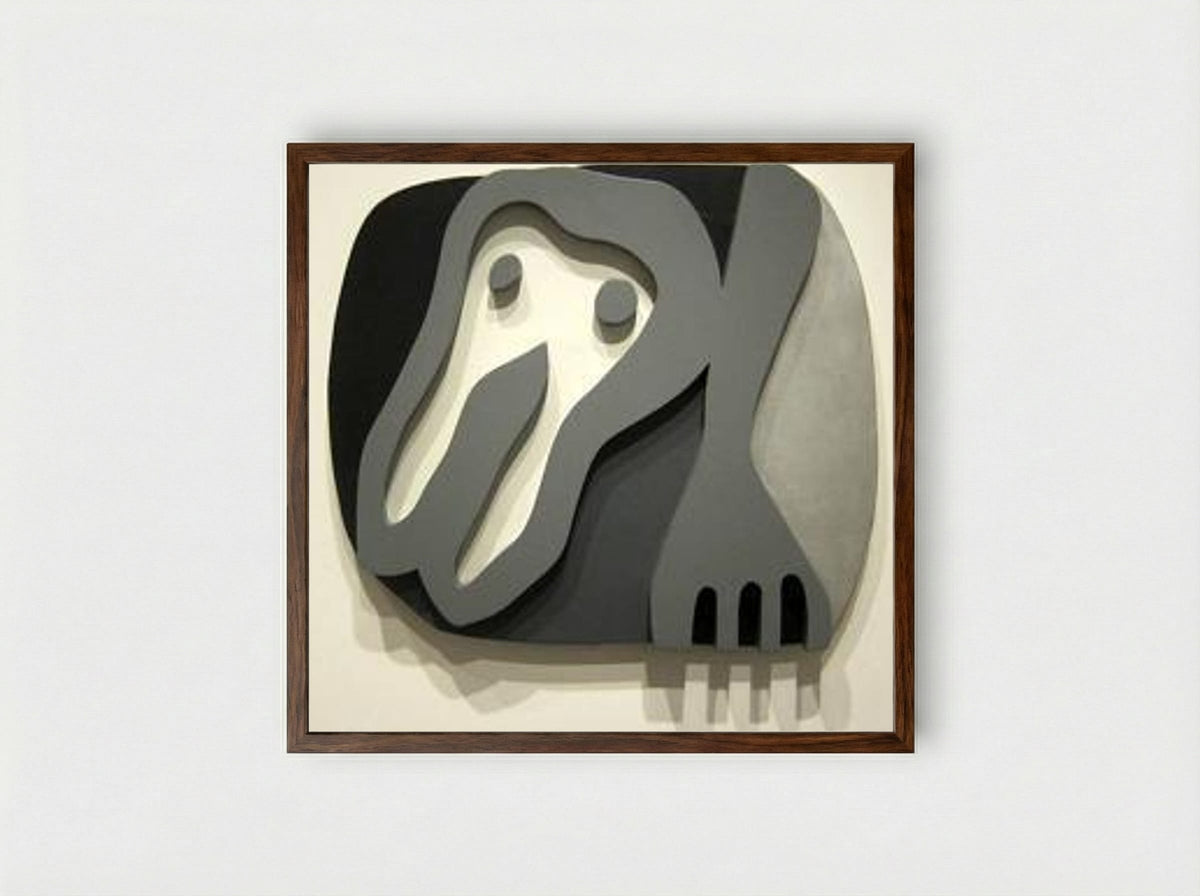 Shirt Front and Fork - Jean Arp - Framed Print Dark Wood