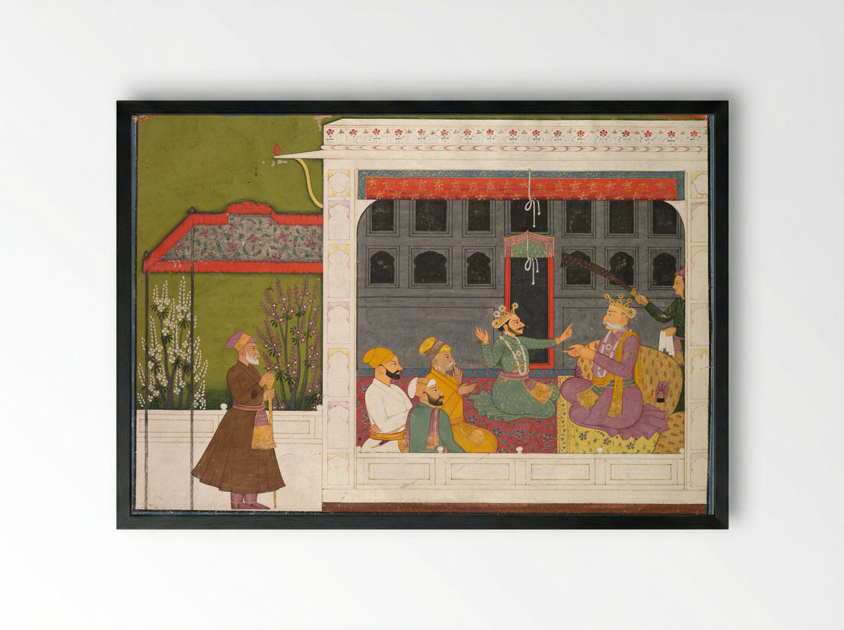 Shispul Arguing with Rukmini's Father, Bhishmaka - Mola Ram - Framed Print Black