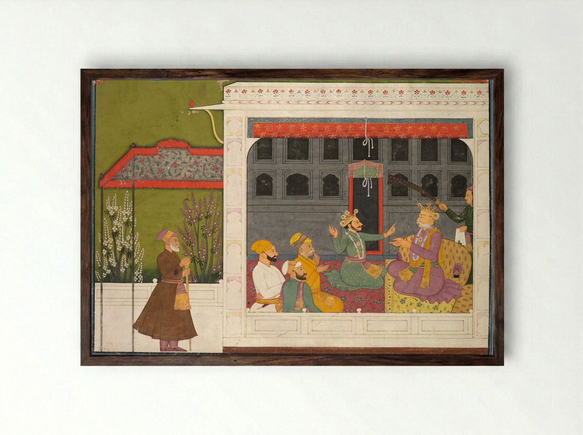 Shispul Arguing with Rukmini's Father, Bhishmaka - Mola Ram - Framed Print Dark Wood