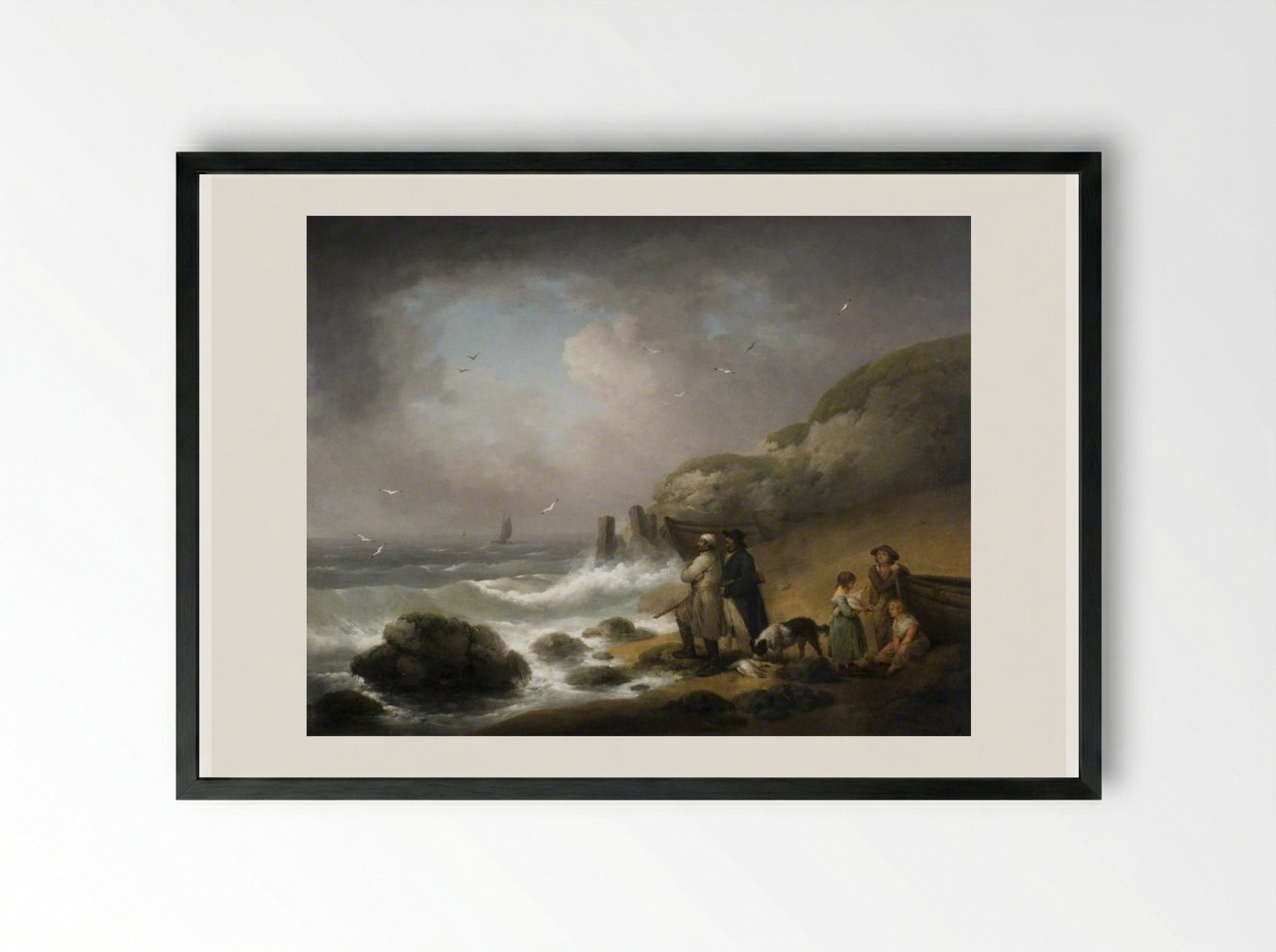 Shooting Sea Fowl - George Morland - Framed Print Black