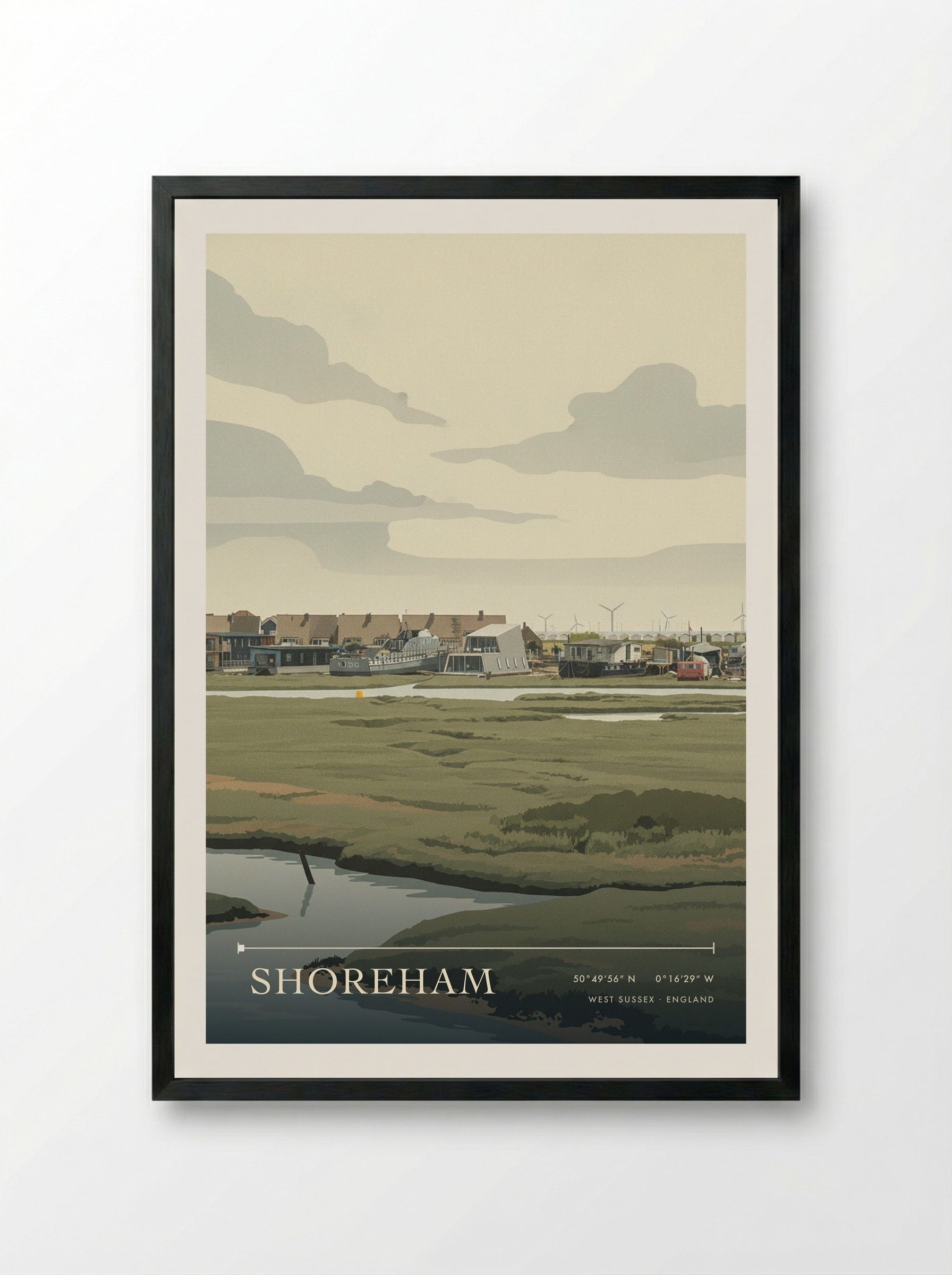 Shoreham West Sussex England Travel Poster - Framed Print Black