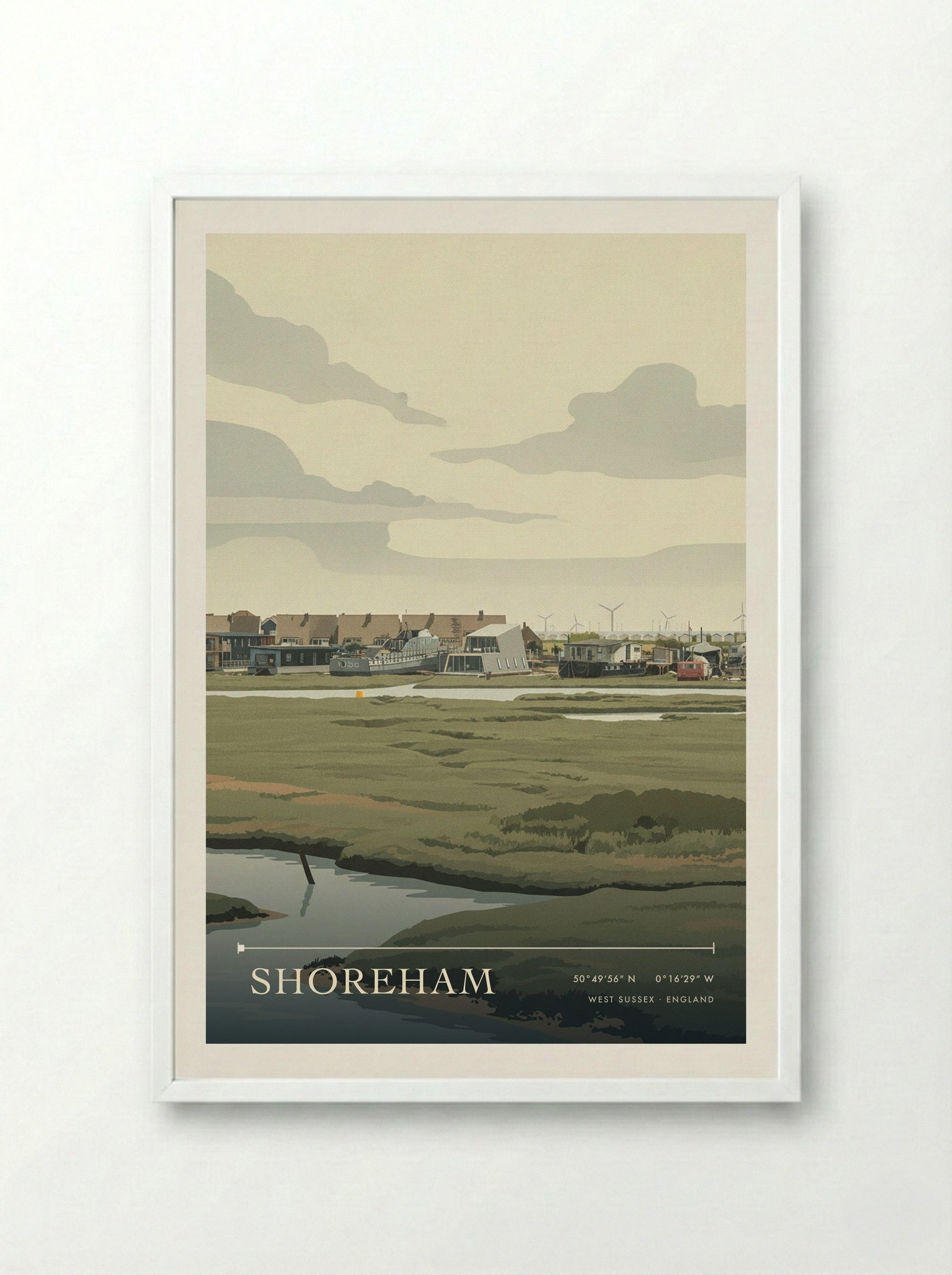 Shoreham West Sussex England Travel Poster - Framed Print White