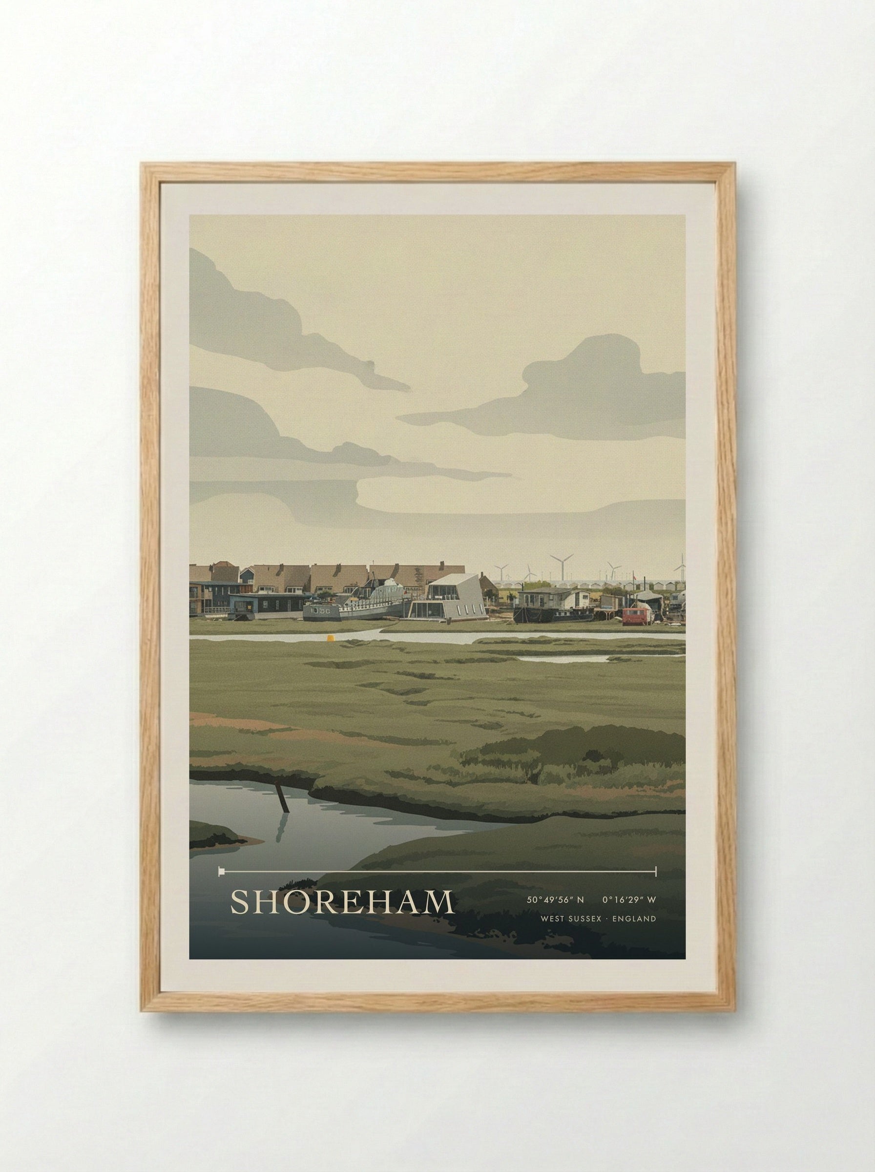 Shoreham West Sussex England Travel Poster - Framed Print Wood