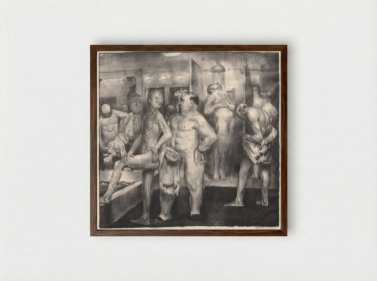 Shower-Bath - George Bellows - Framed Print Dark Wood