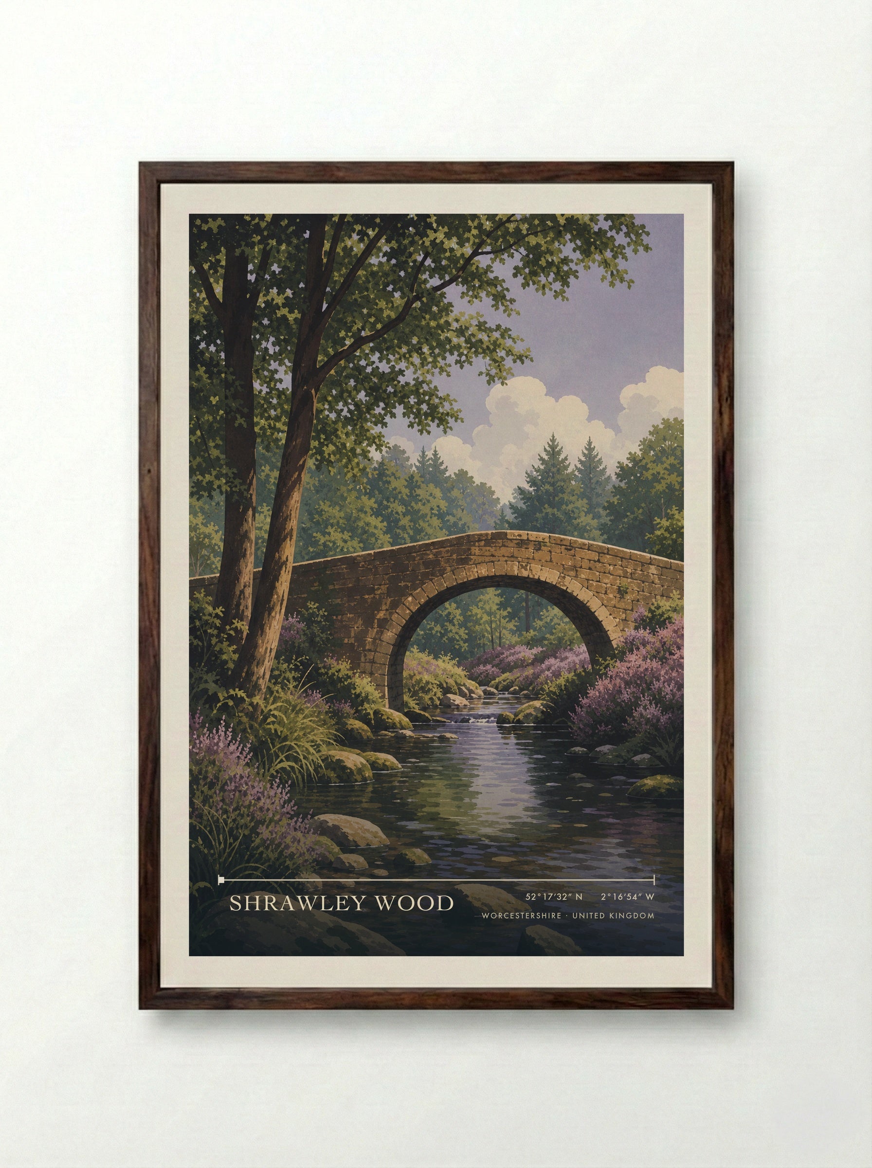 Shrawley Wood Worcestershire United Kingdom Travel Poster - Framed Print Dark Wood