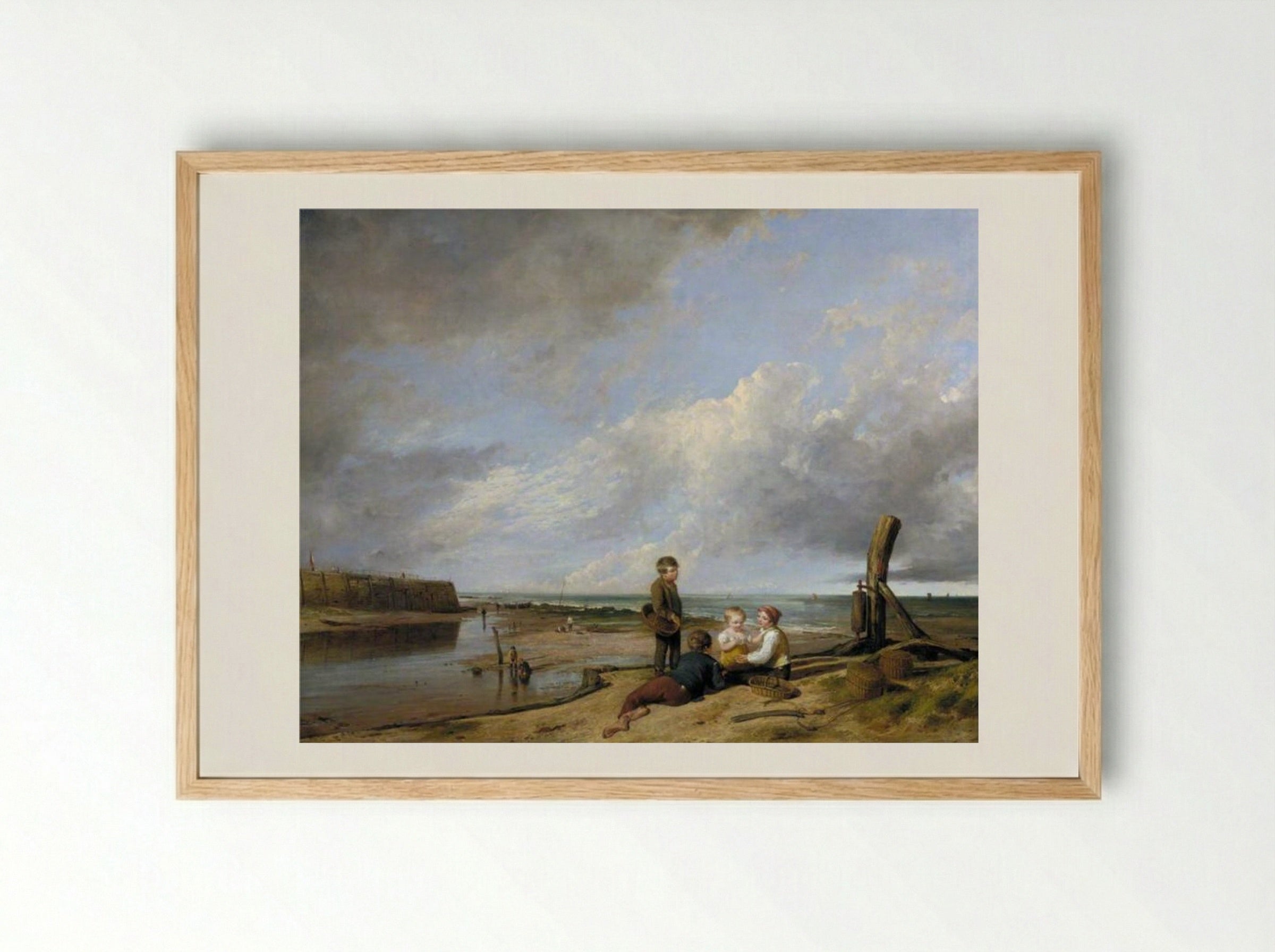 Shrimp Boys at Cromer, Norfolk - William Collins - Framed Print Wood