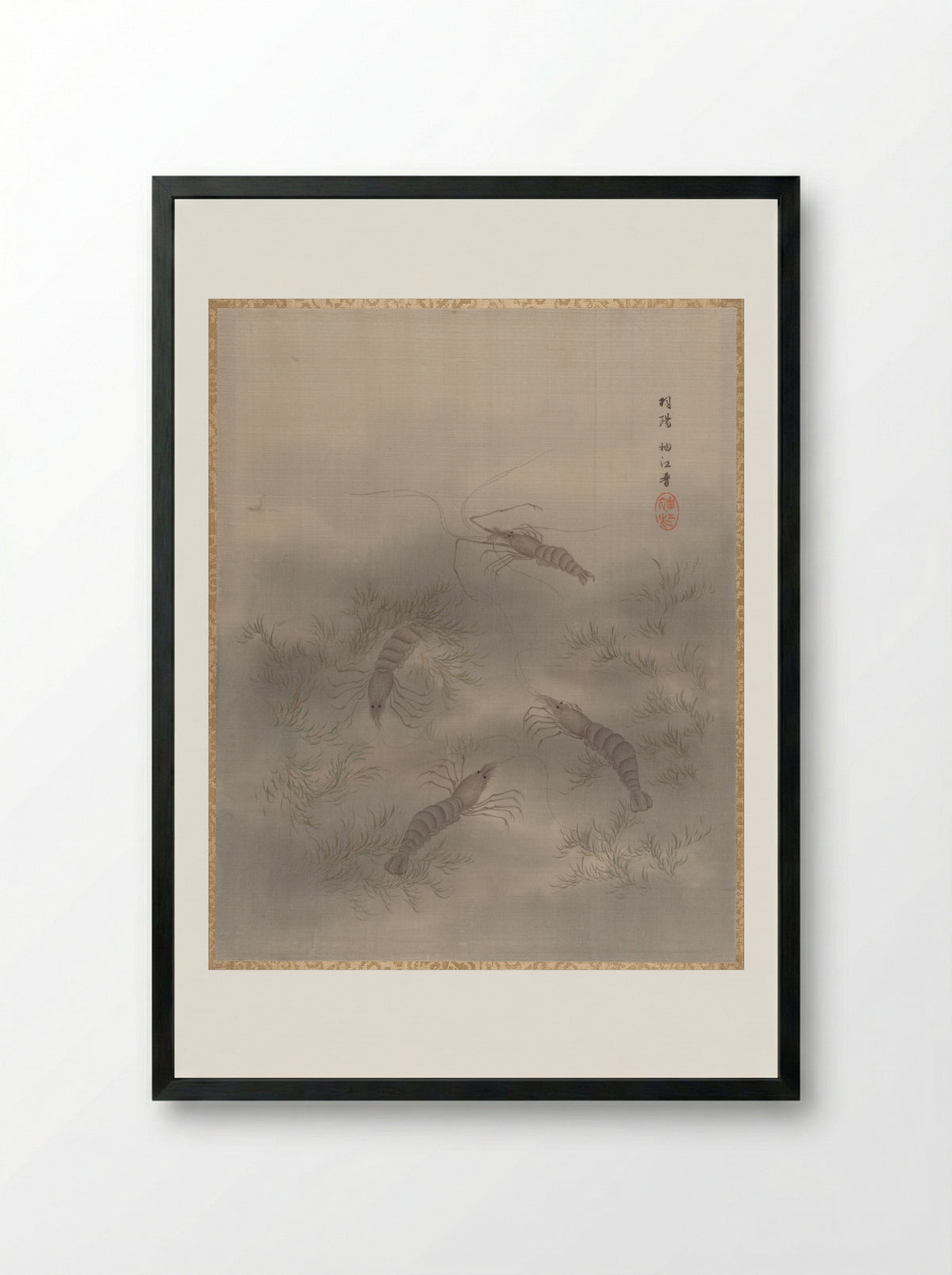 Shrimp (Ebi) - Seki Shūkō - Framed Print Black