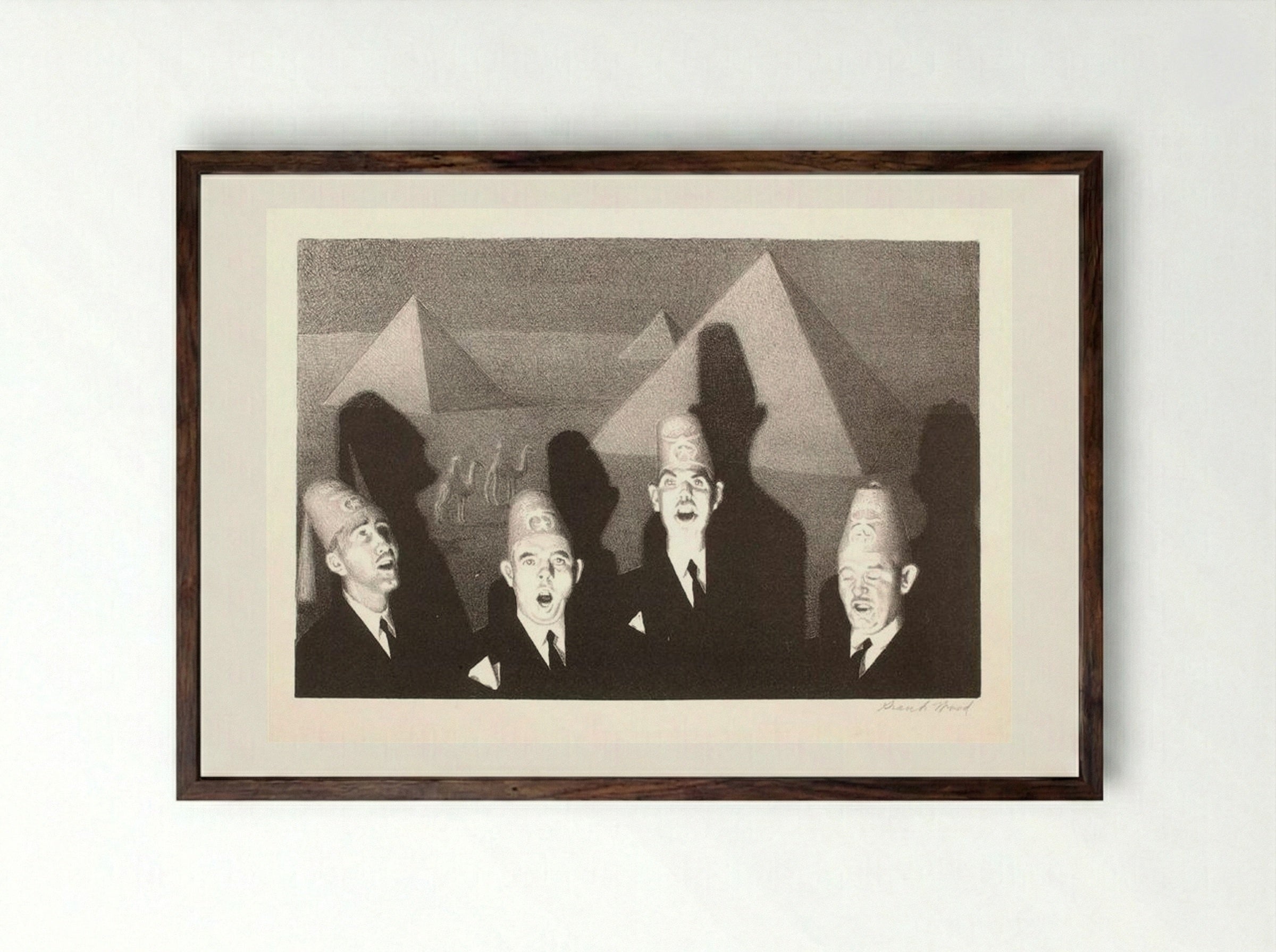 Shrine Quartet - Grant Wood - Framed Print Dark Wood