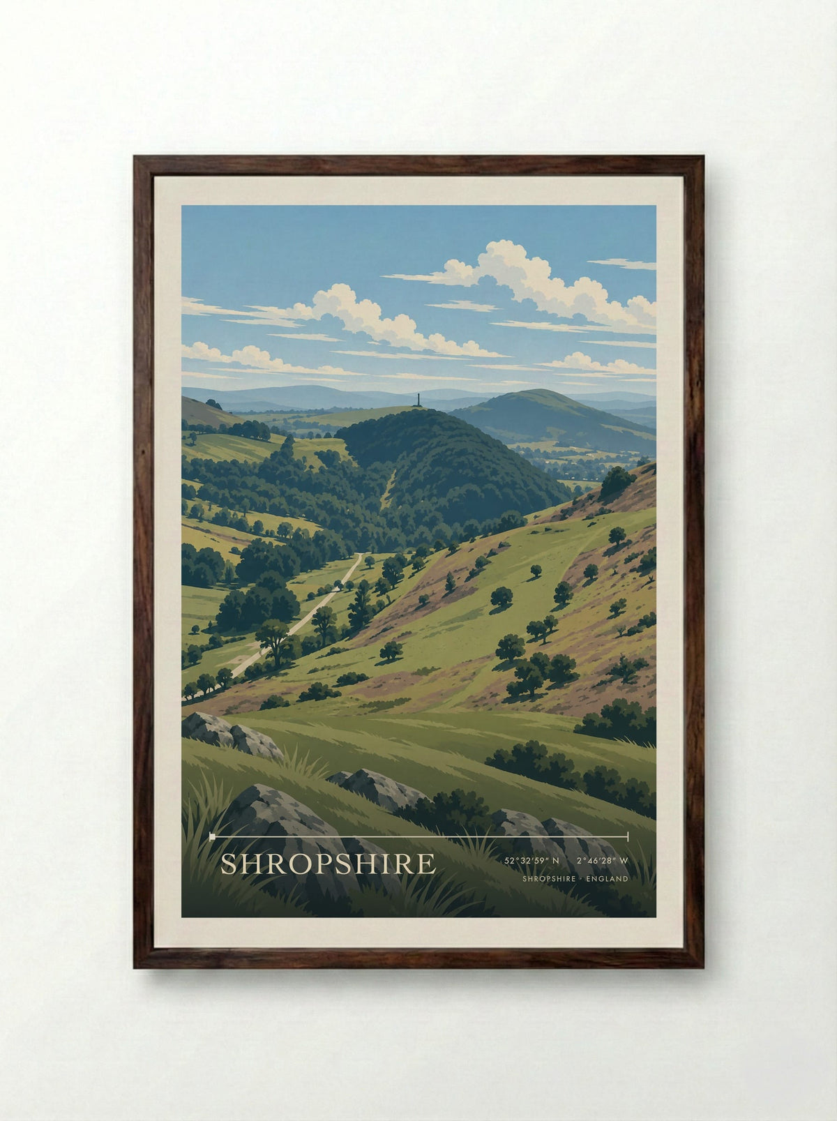 Shropshire | Travel Poster - Framed Print Dark Wood