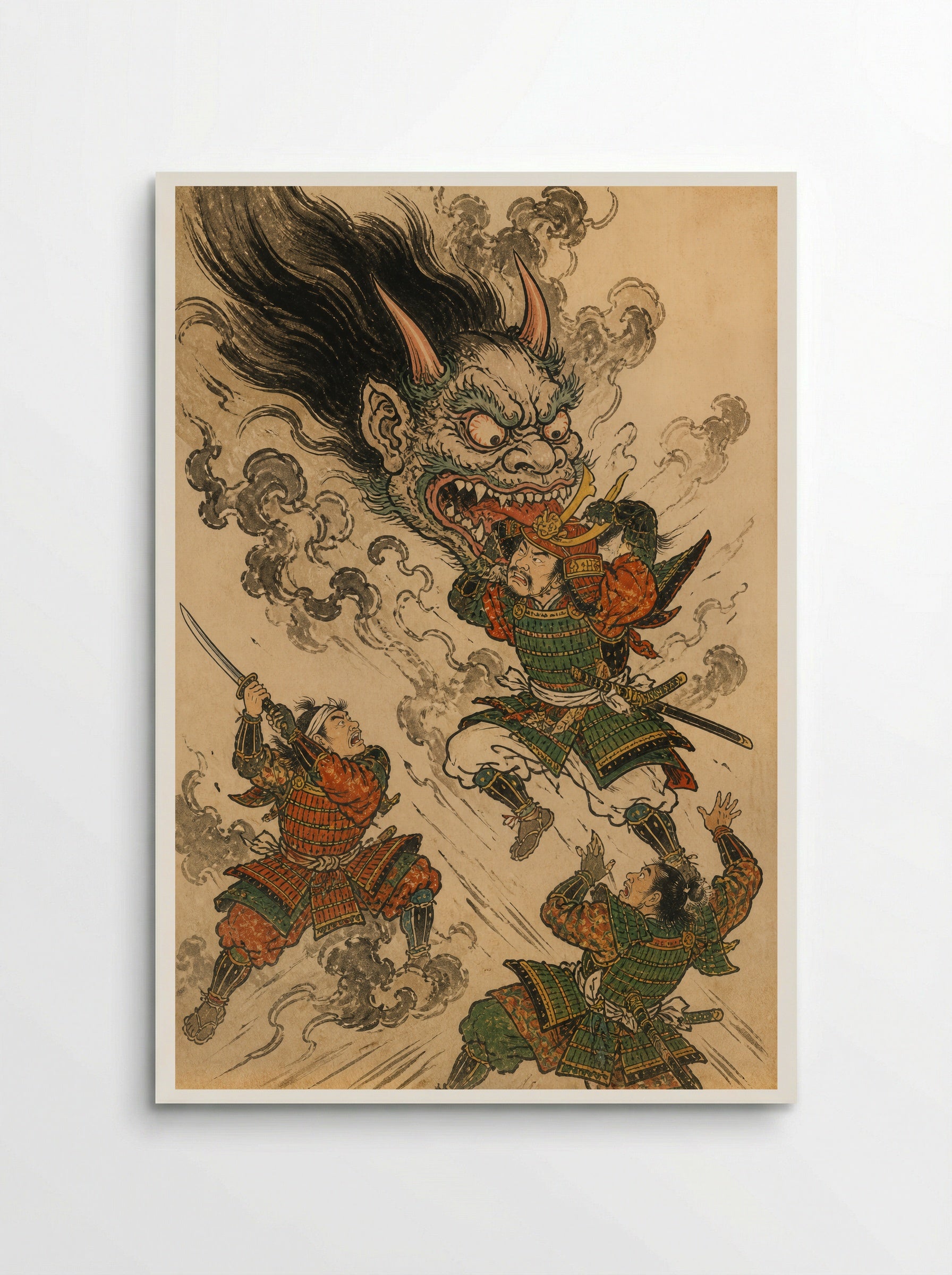 Shuten-doji at Mount Oe: The Head Attacks Raiko - Poster