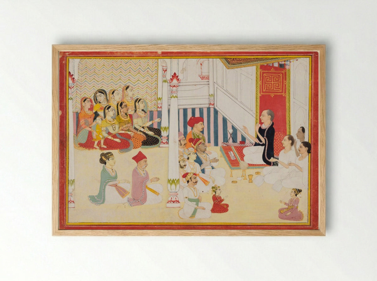 Shvetambara Jain Teacher Giving Instruction - Sahib Ram - Framed Print Wood