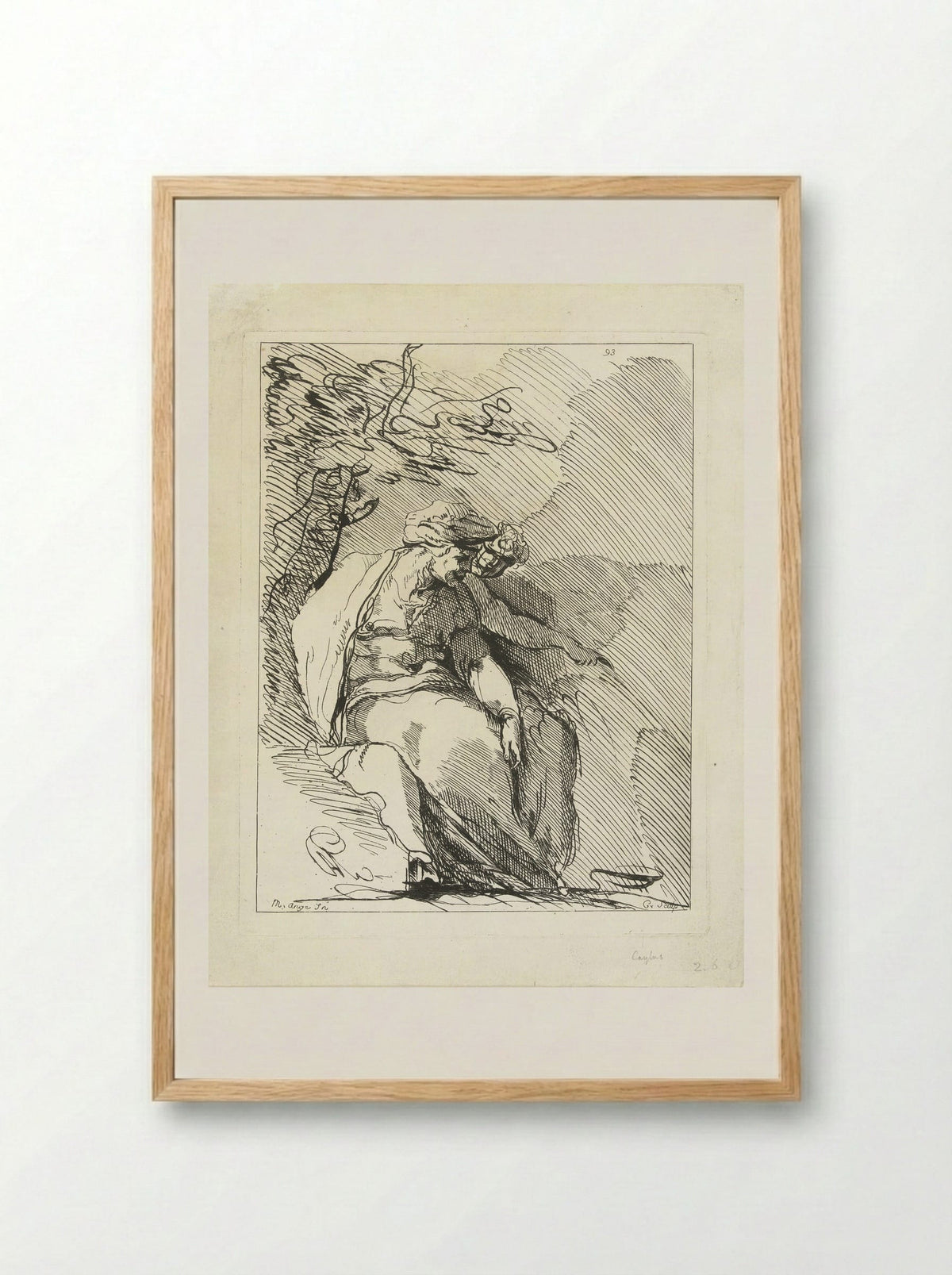 Sibyl with a Genius under a Tree - Anne Claude Philippe de Tubières, Comte de Caylus - Framed Print Wood
