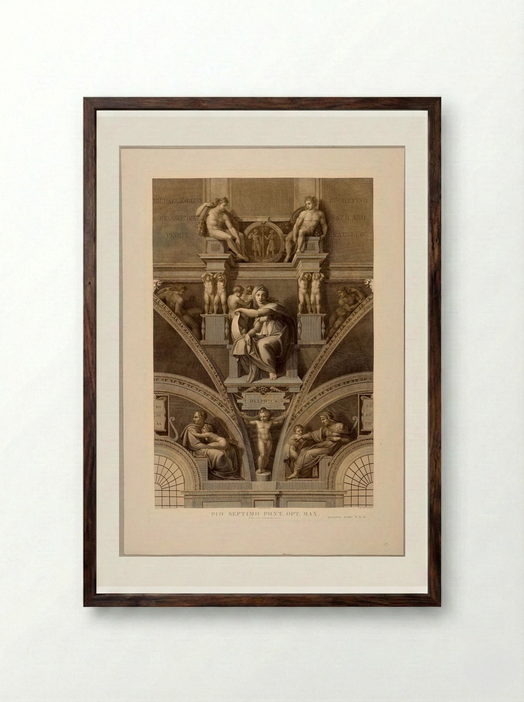 Sibylla Delphica (After Michelangelo) - Domenico Cunego - Framed Print Dark Wood