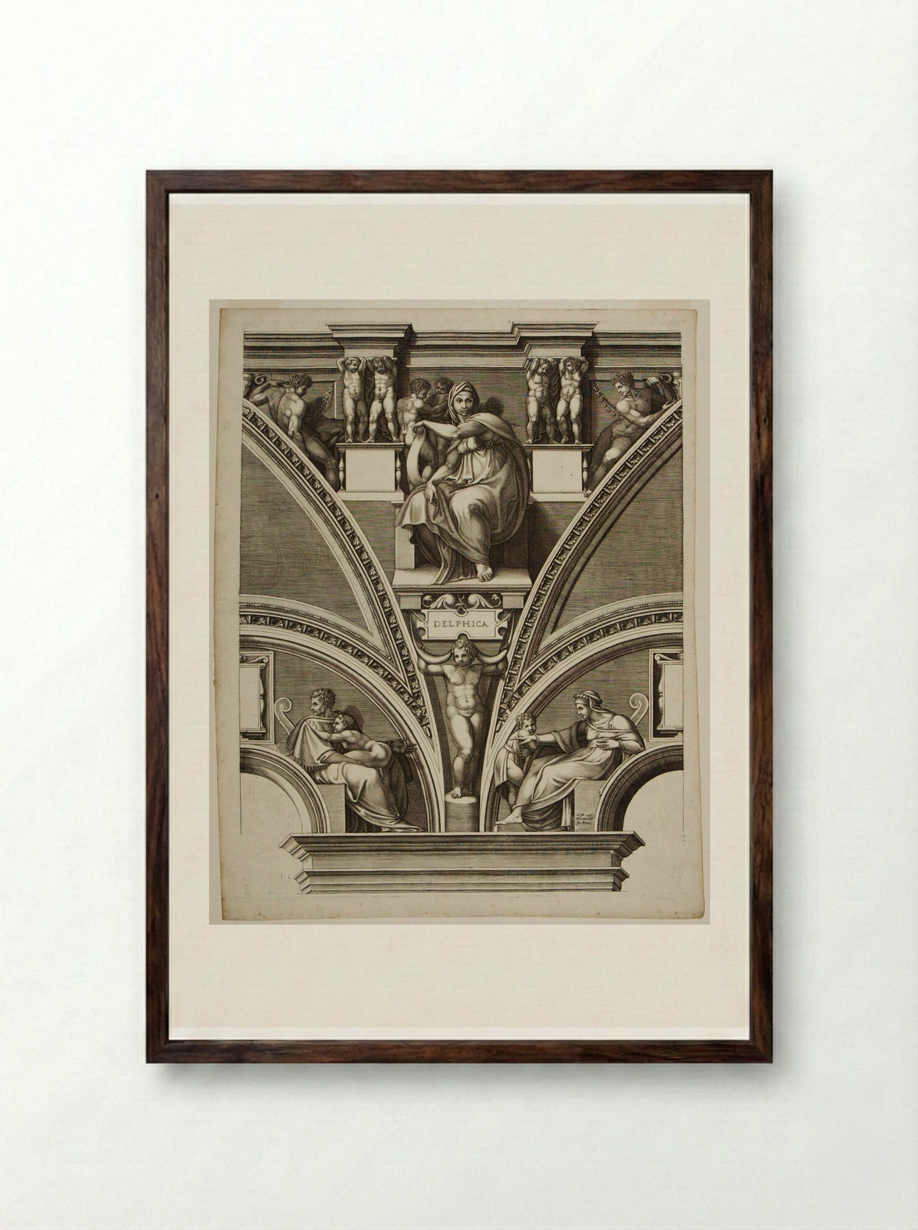 Sibylla Delphica - Giorgio Ghisi - Framed Print Dark Wood