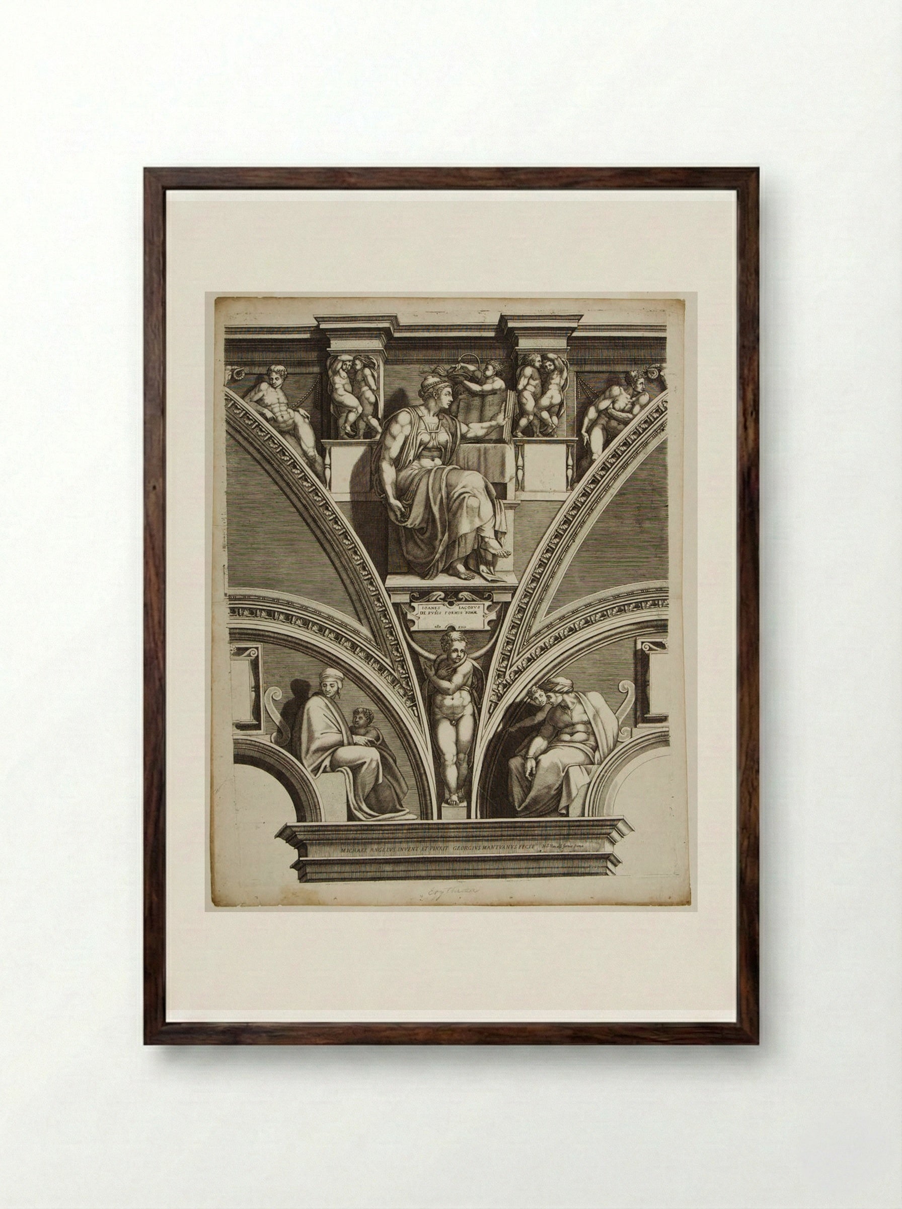 Sibylla Erythraea - Giorgio Ghisi - Framed Print Dark Wood
