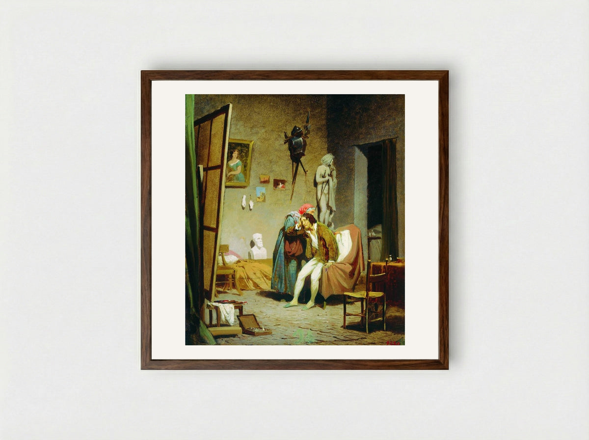 Sick Artist - Fyodor Bronnikov - Framed Print Dark Wood