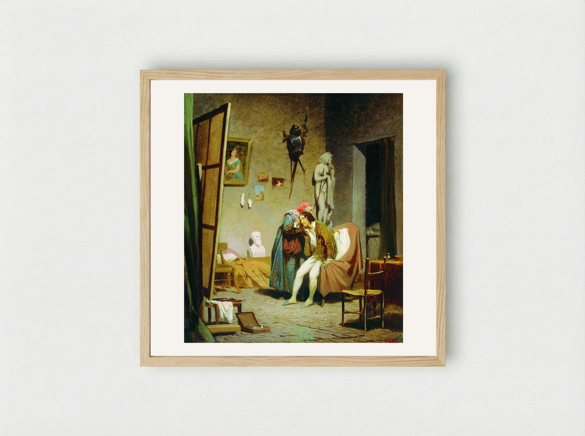 Sick Artist - Fyodor Bronnikov - Framed Print Wood