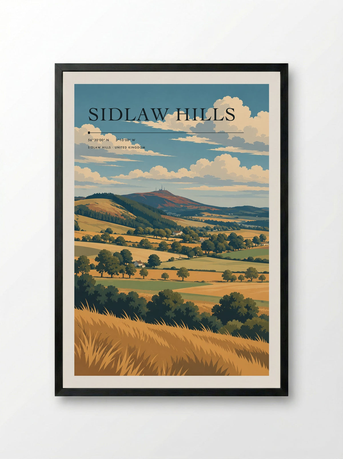 Sidlaw Hills | Travel Poster - Framed Print Black