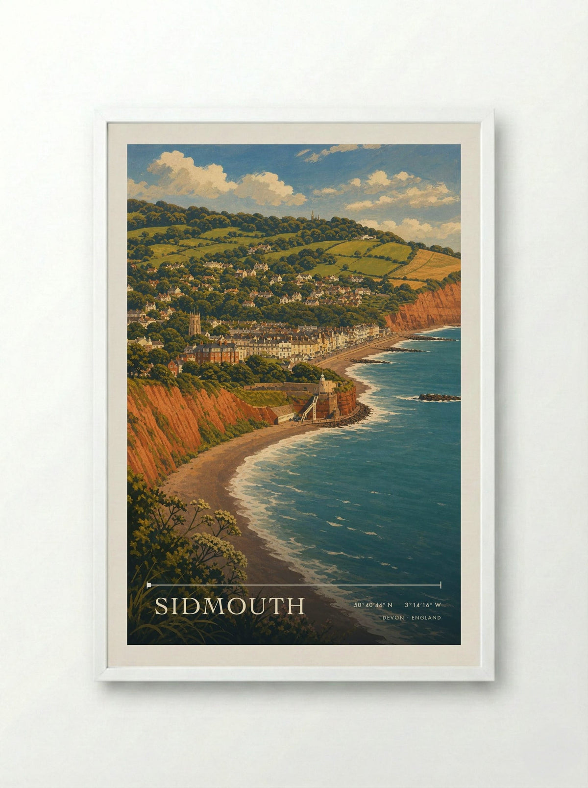 Sidmouth Devon England Travel Poster - Framed Print White