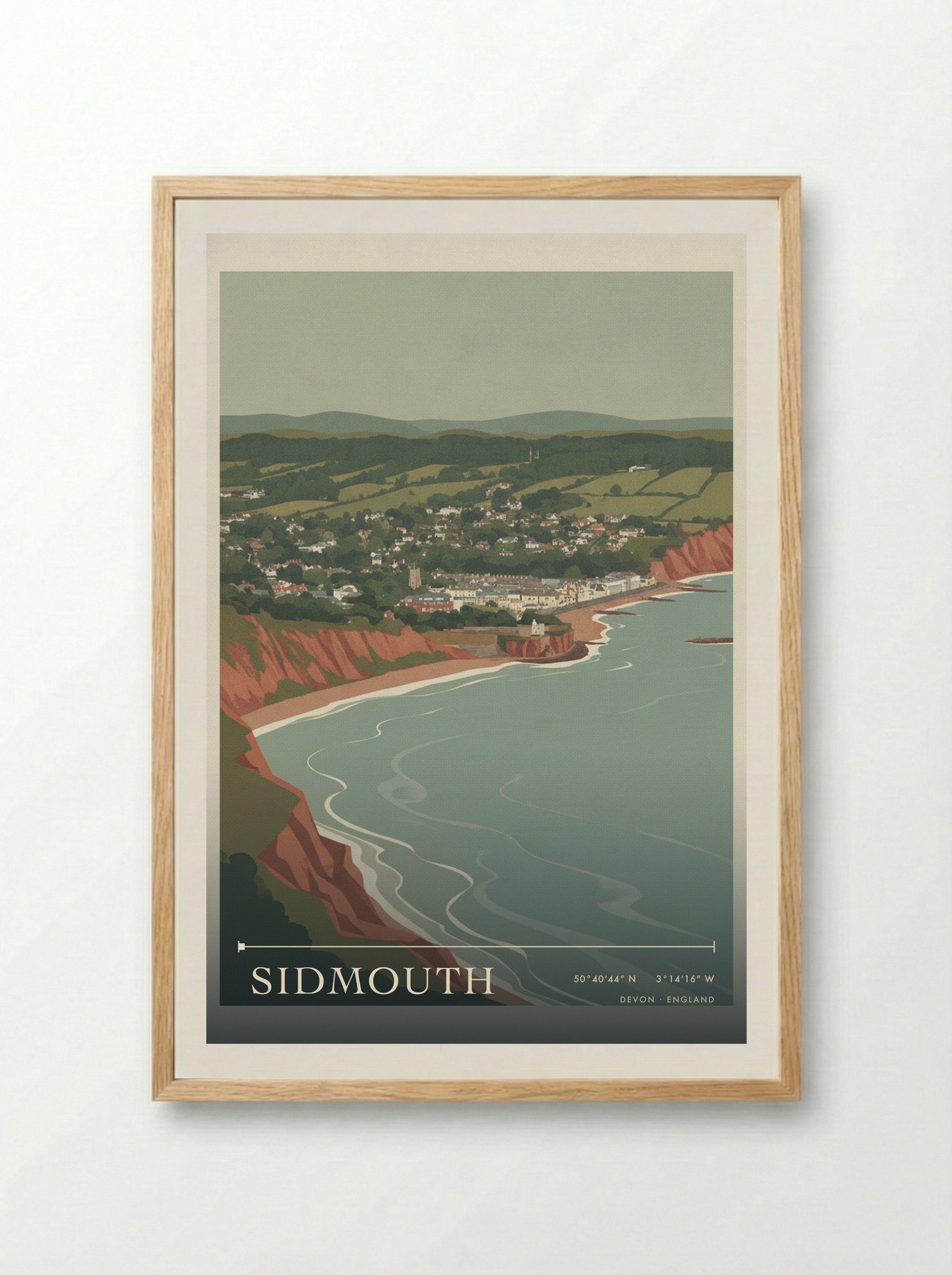 Sidmouth Devon England Travel Poster - Framed Print Wood