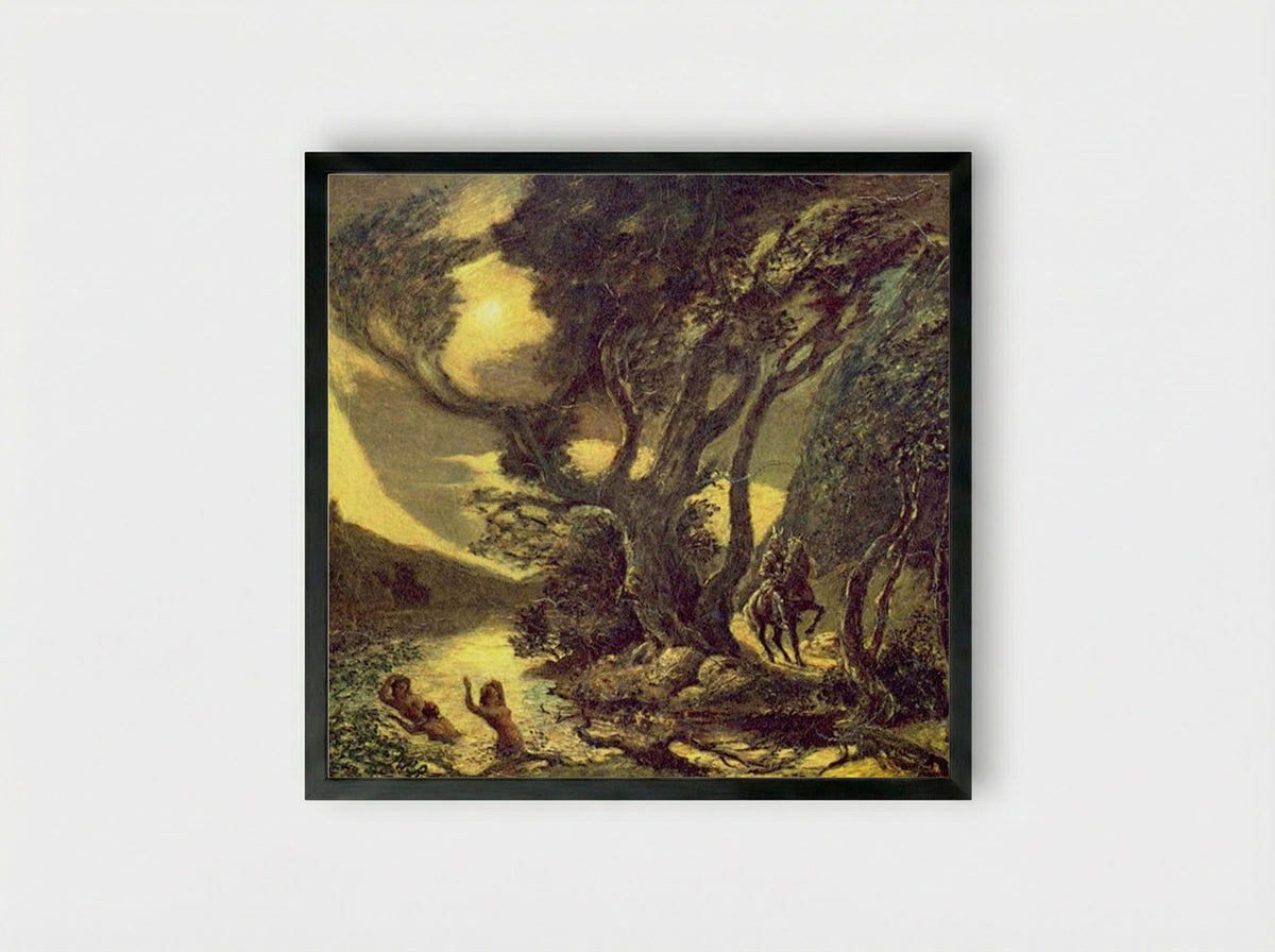 Siegfried and the Rhine Maidens - Albert Pinkham Ryder - Framed Print Black