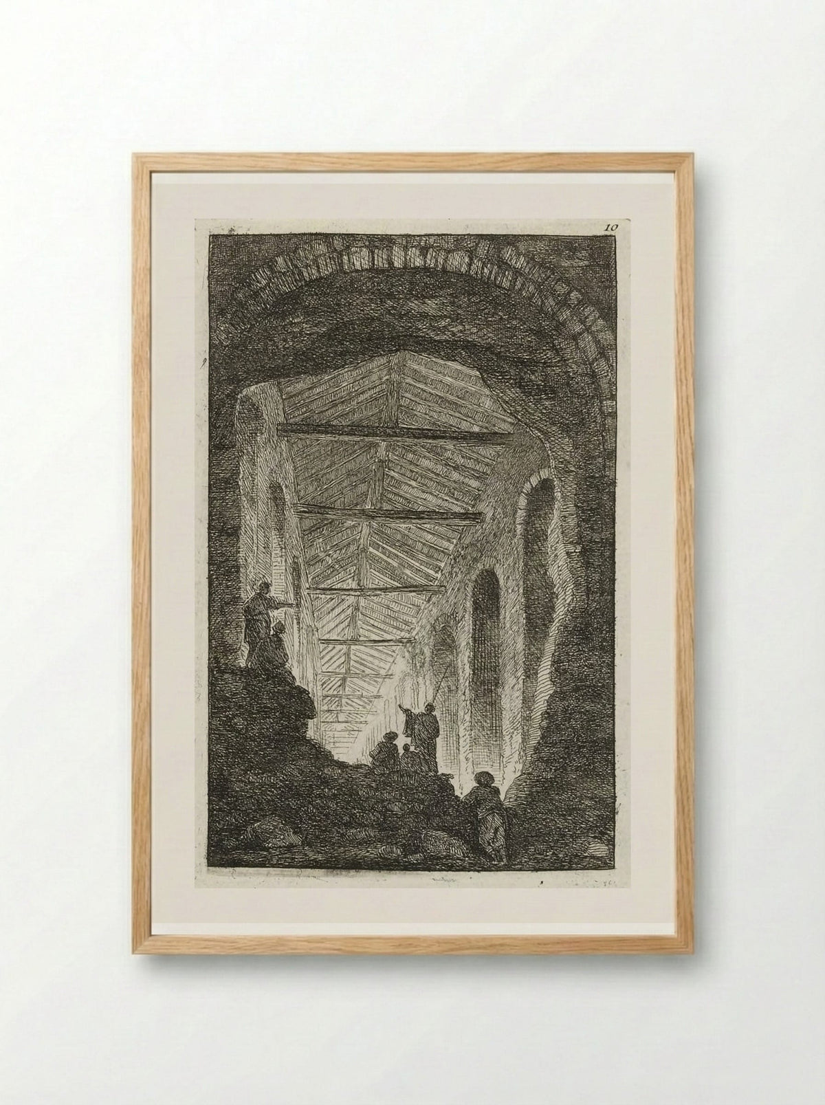 Sightseers within the Colosseum - Hubert Robert - Framed Print Wood