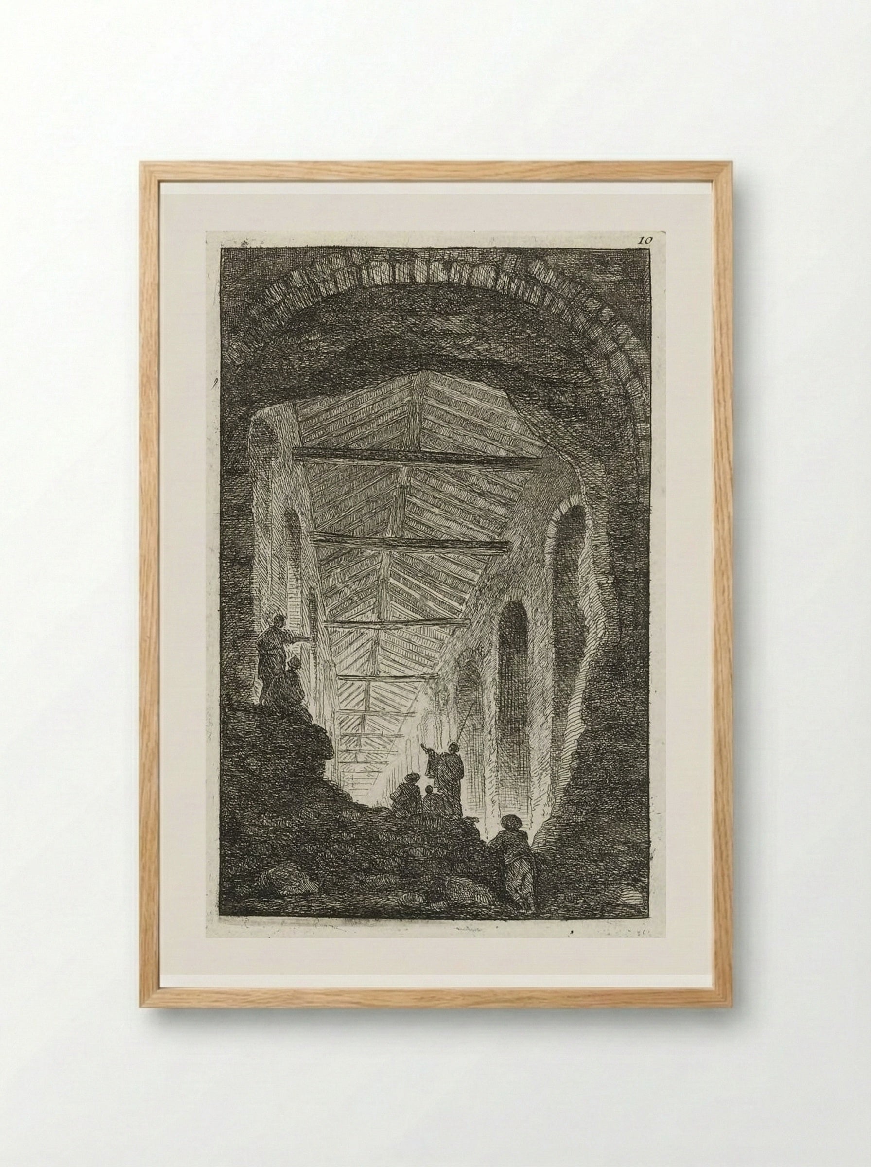 Sightseers within the Colosseum - Hubert Robert - Framed Print Wood