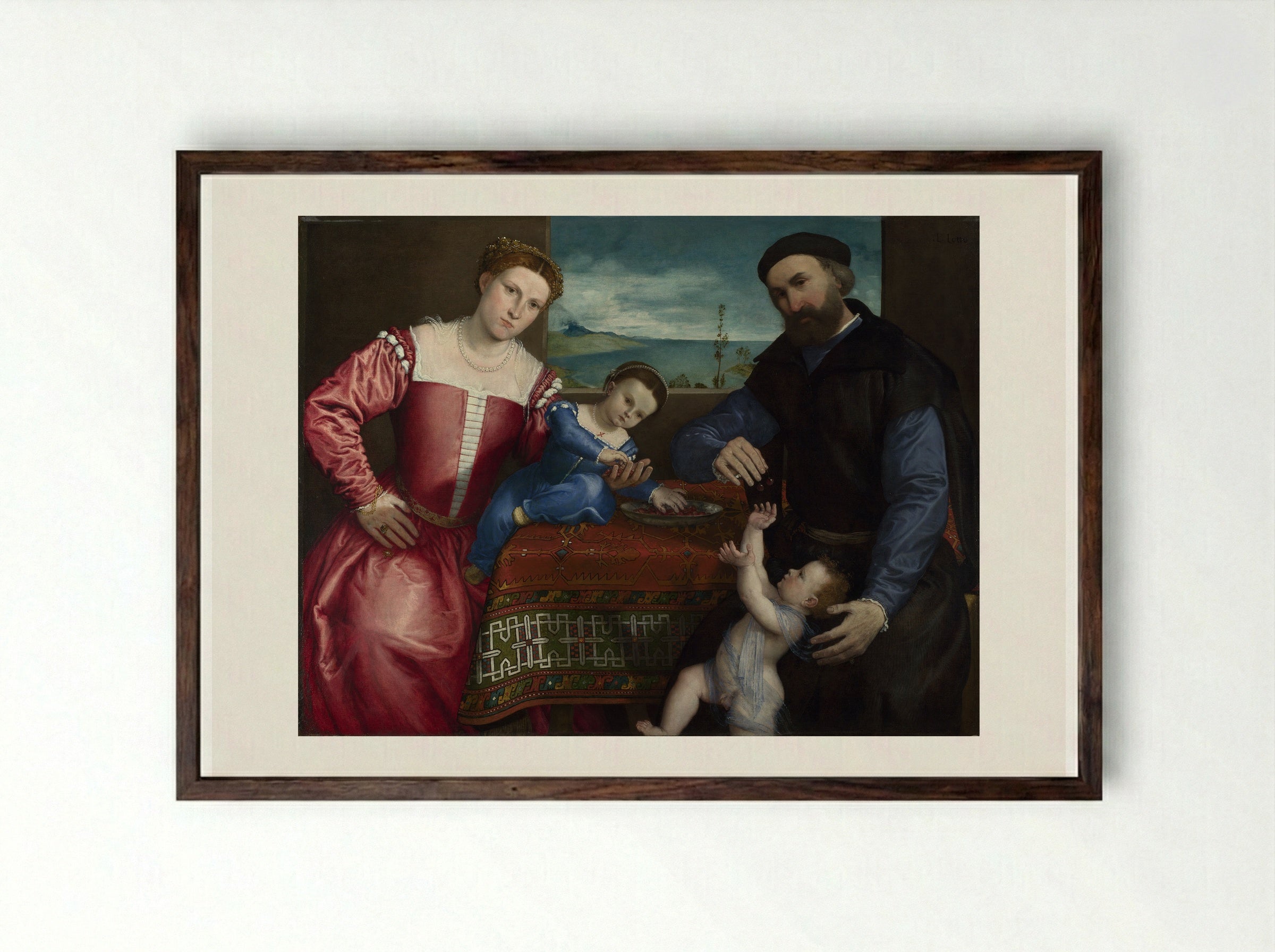 Signor Marsilio Cassotti and his Wife, Faustina - Lorenzo Lotto - Framed Print Dark Wood