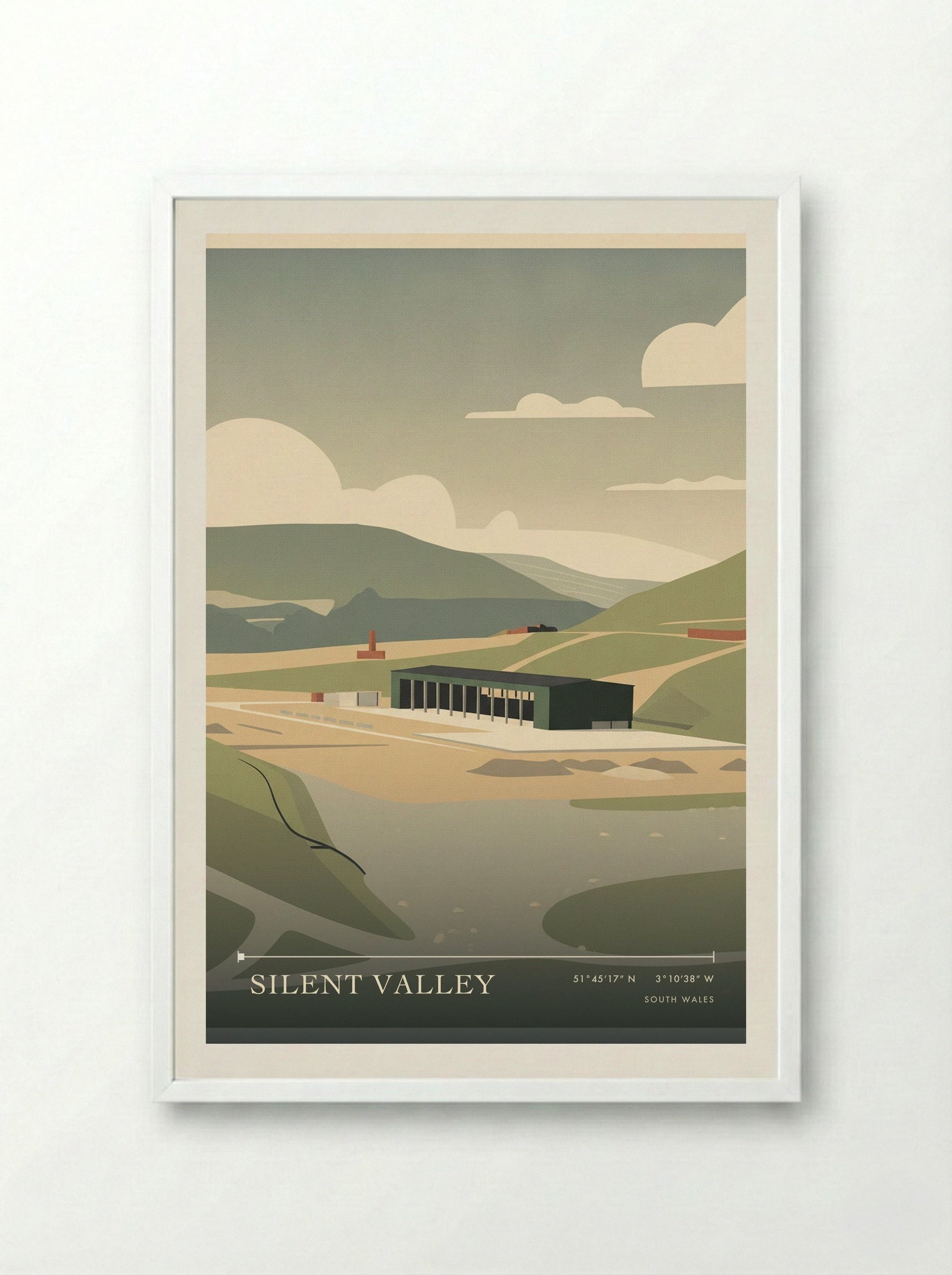 Silent Valley South Wales Travel Poster - Framed Print White