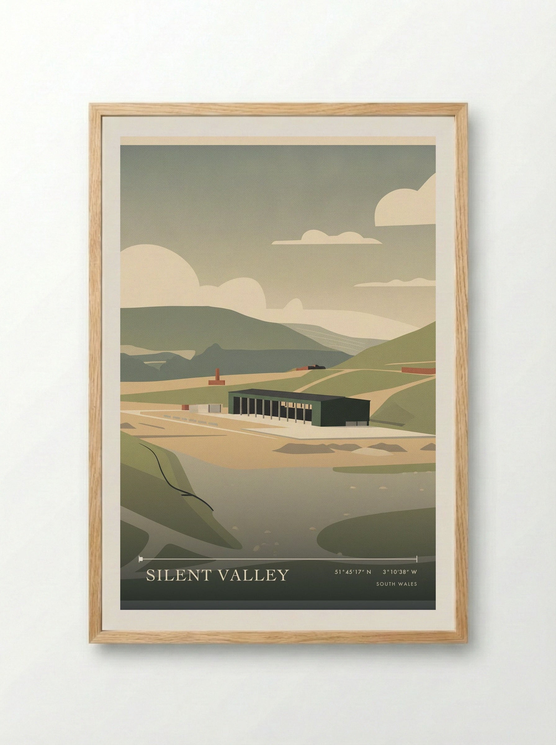 Silent Valley South Wales Travel Poster - Framed Print Wood