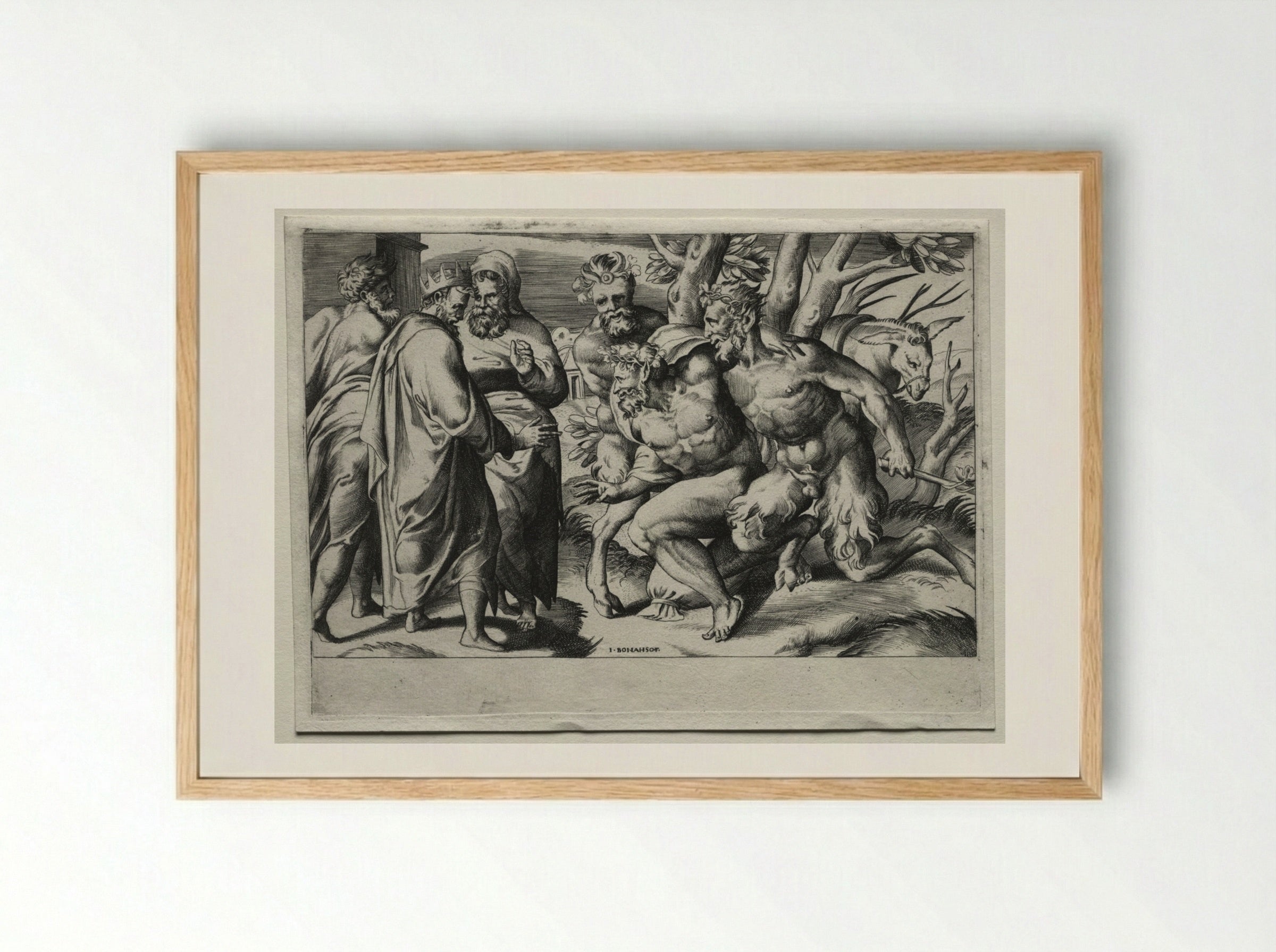 Silenus and King Midas - Giulio Bonasone - Framed Print Wood