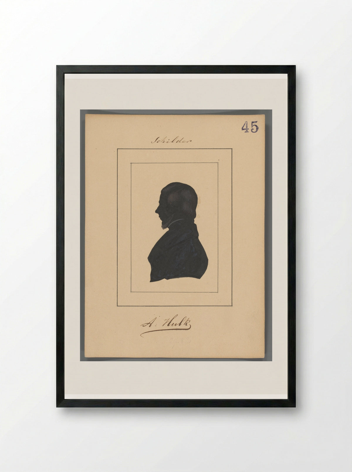 Silhouetportret van Abraham Hulk - Elisabeth Alida Haanen - Framed Print Black