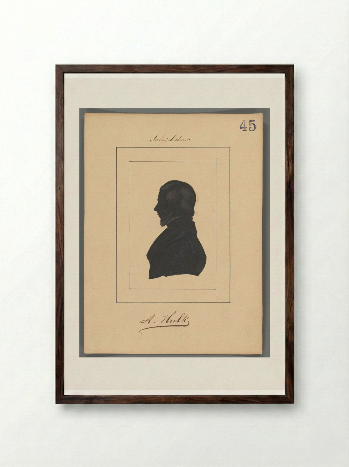 Silhouetportret van Abraham Hulk - Elisabeth Alida Haanen - Framed Print Dark Wood