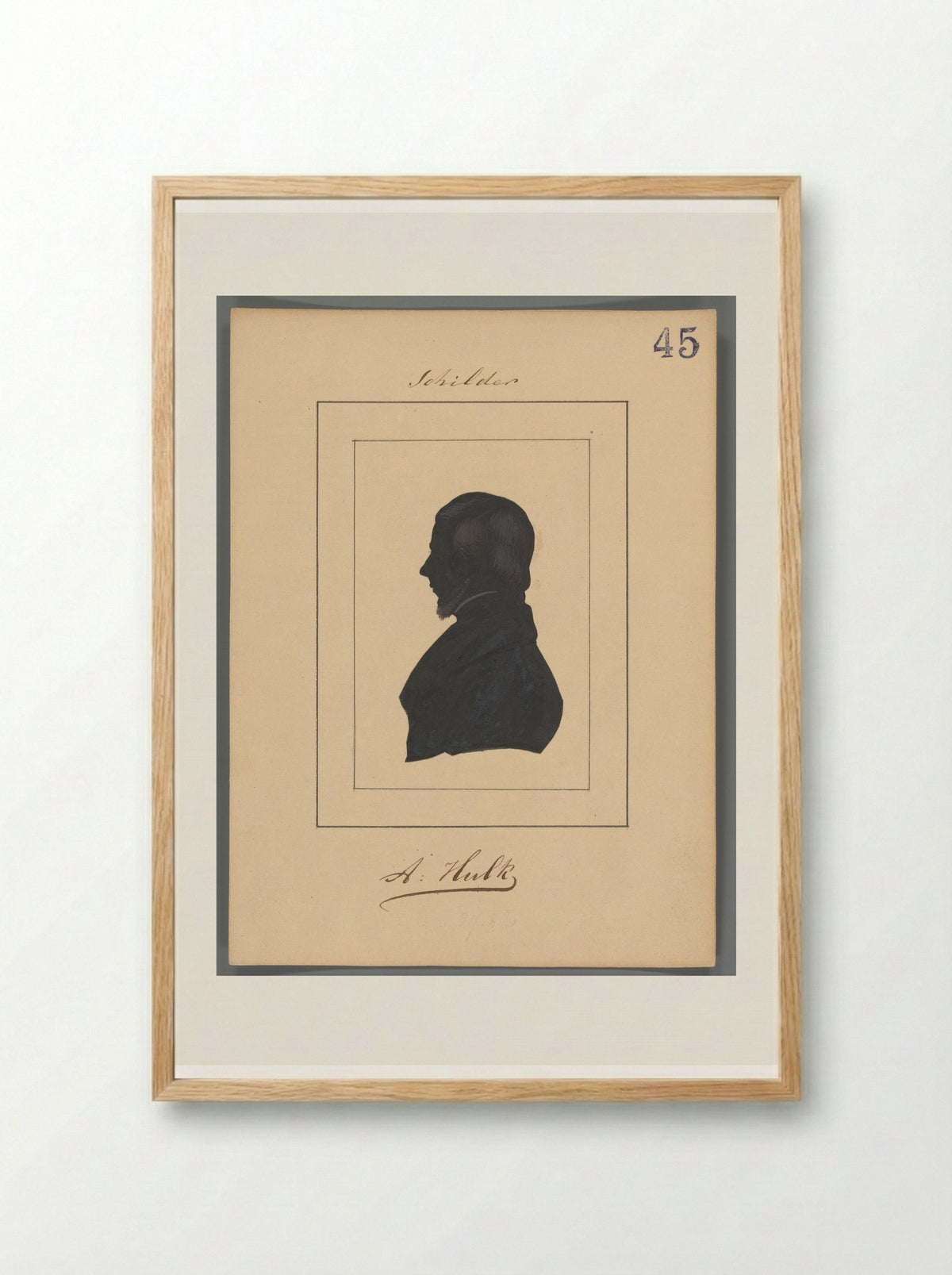Silhouetportret van Abraham Hulk - Elisabeth Alida Haanen - Framed Print Wood