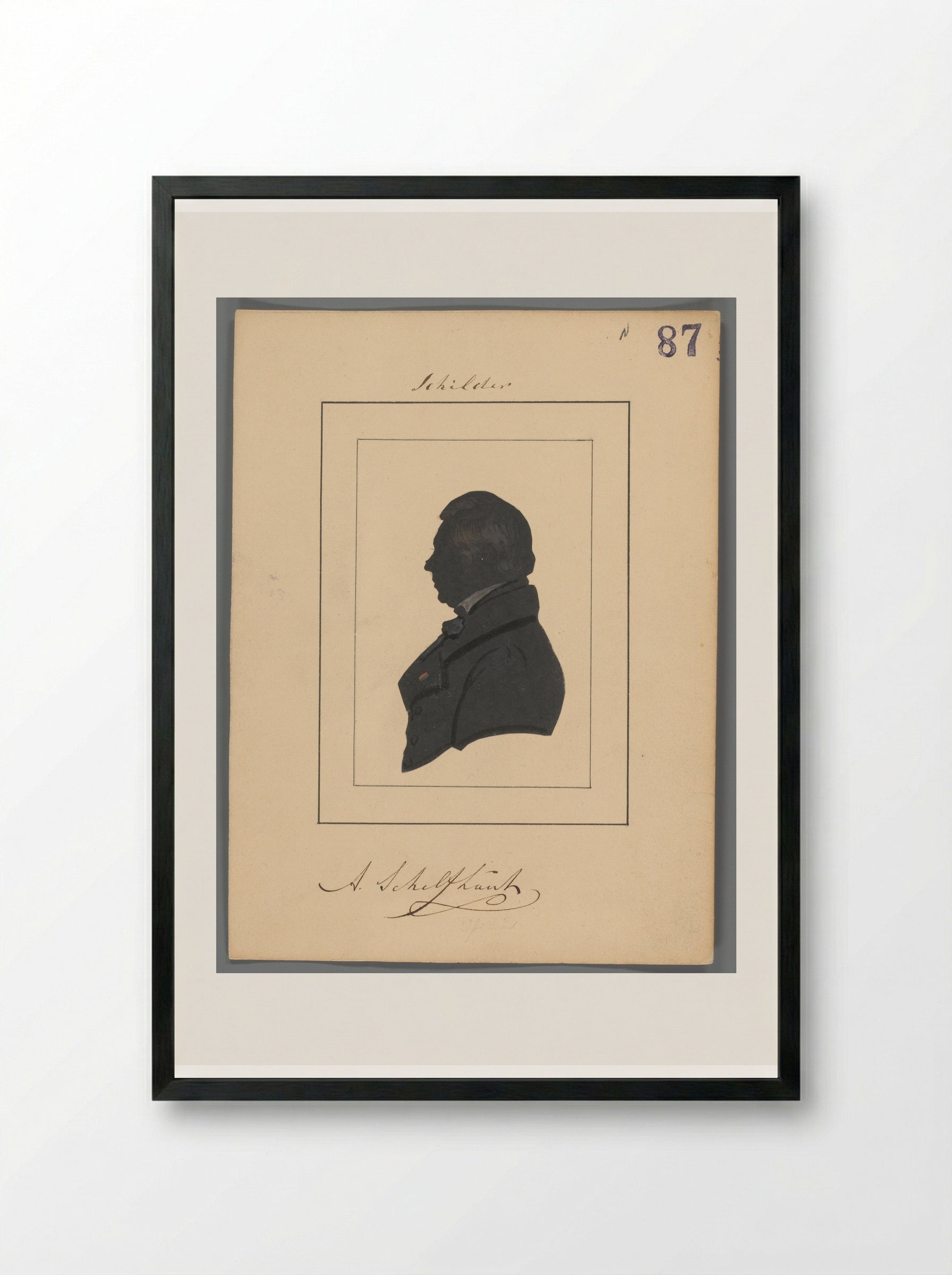 Silhouetportret van Andreas Schelfhout - Elisabeth Alida Haanen - Framed Print Black