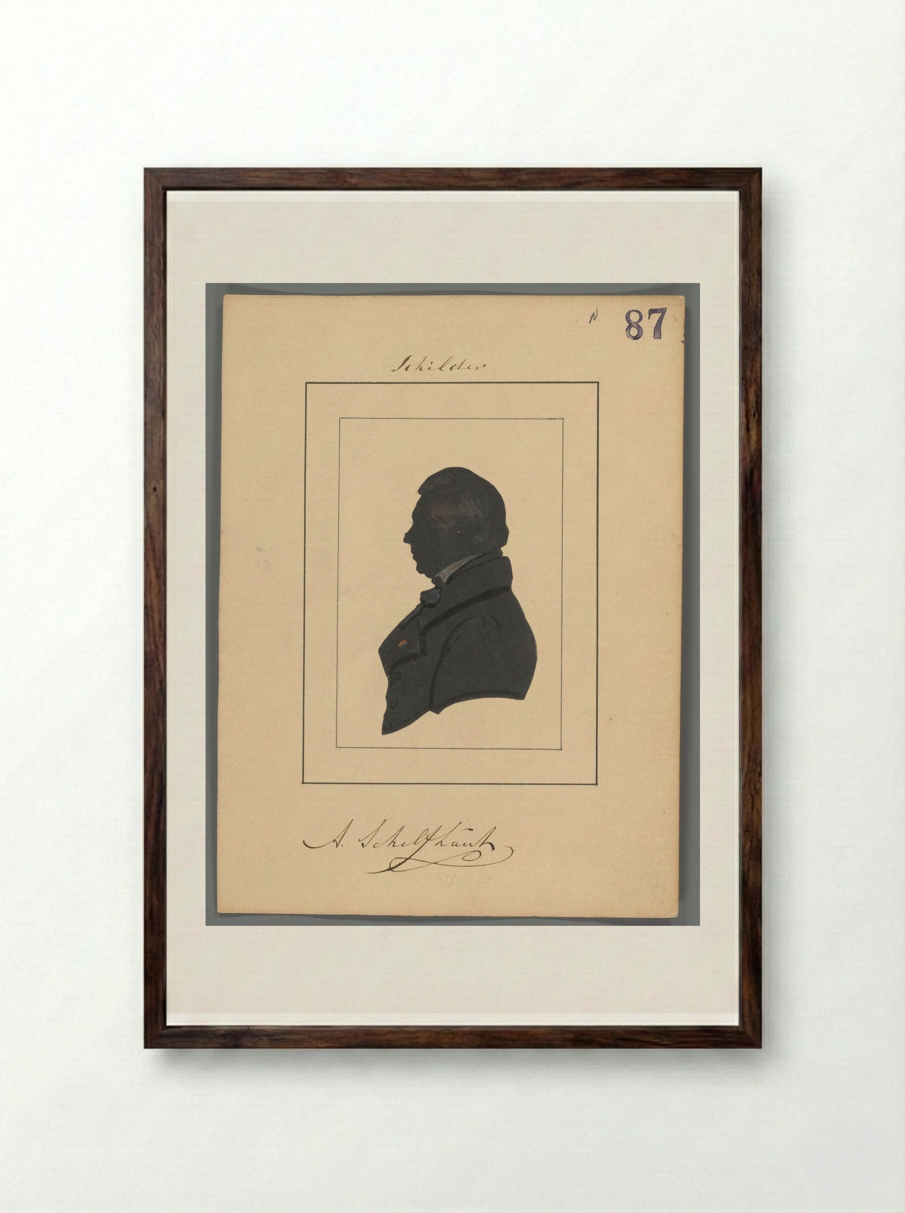 Silhouetportret van Andreas Schelfhout - Elisabeth Alida Haanen - Framed Print Dark Wood