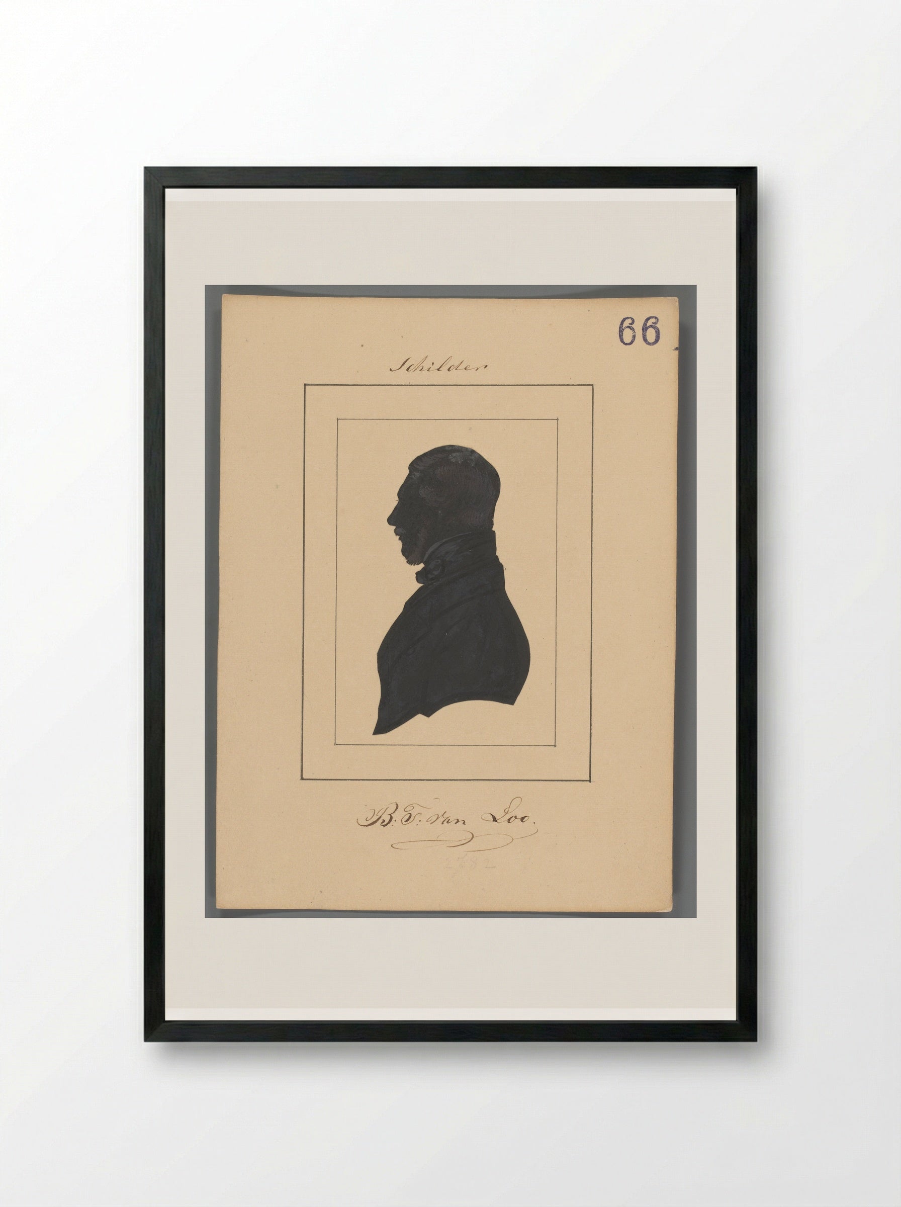Silhouetportret van Bernardus Theodorus van Loo - Elisabeth Alida Haanen - Framed Print Black