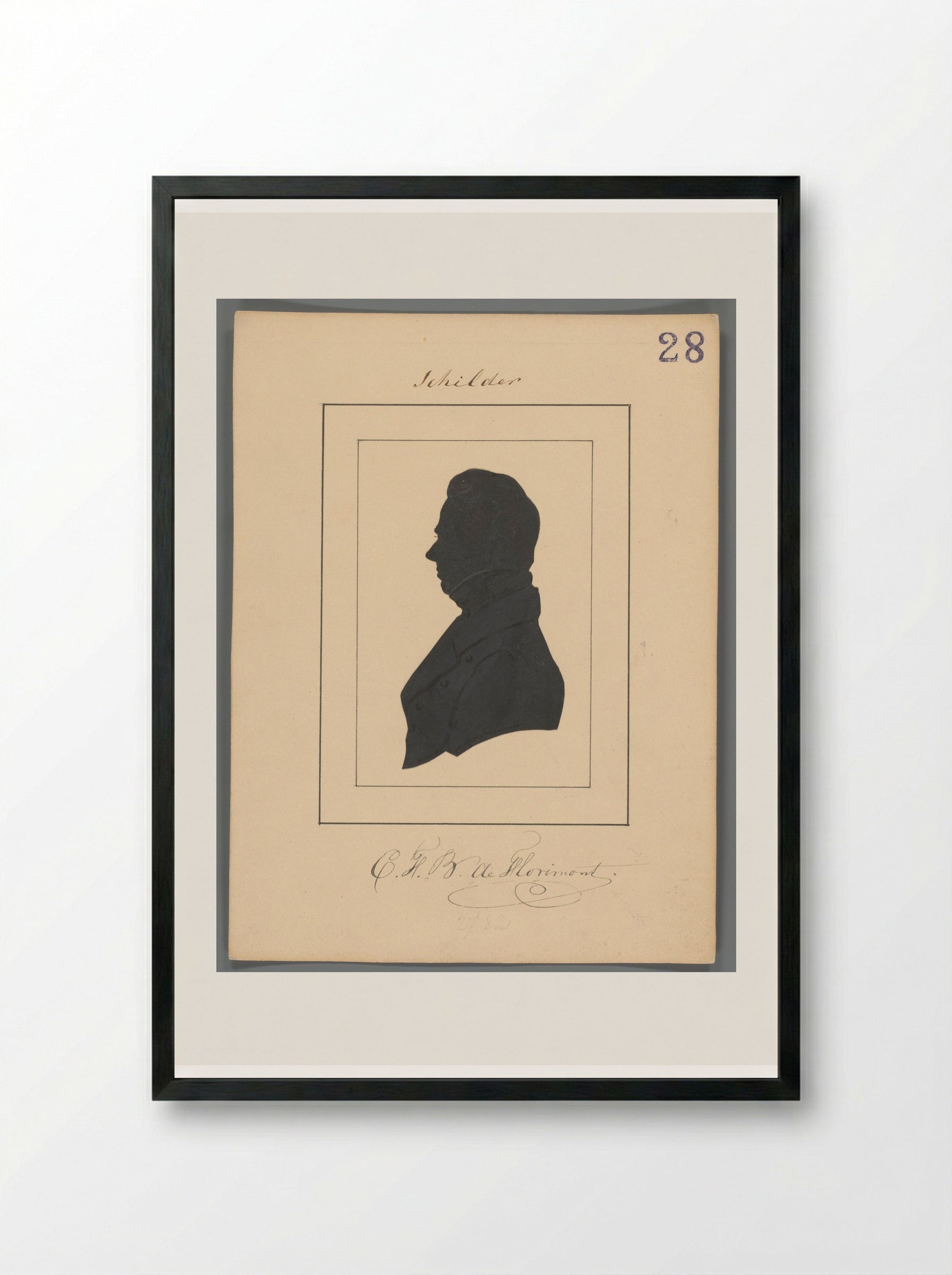 Silhouetportret van Charles Frederik Bartholomeus de Florimont - Elisabeth Alida Haanen - Framed Print Black