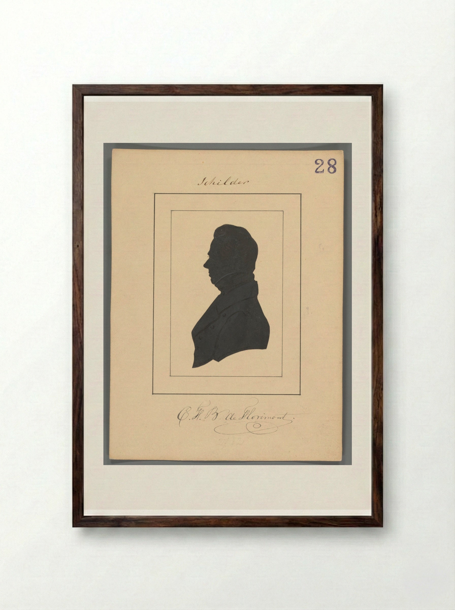 Silhouetportret van Charles Frederik Bartholomeus de Florimont - Elisabeth Alida Haanen - Framed Print Dark Wood
