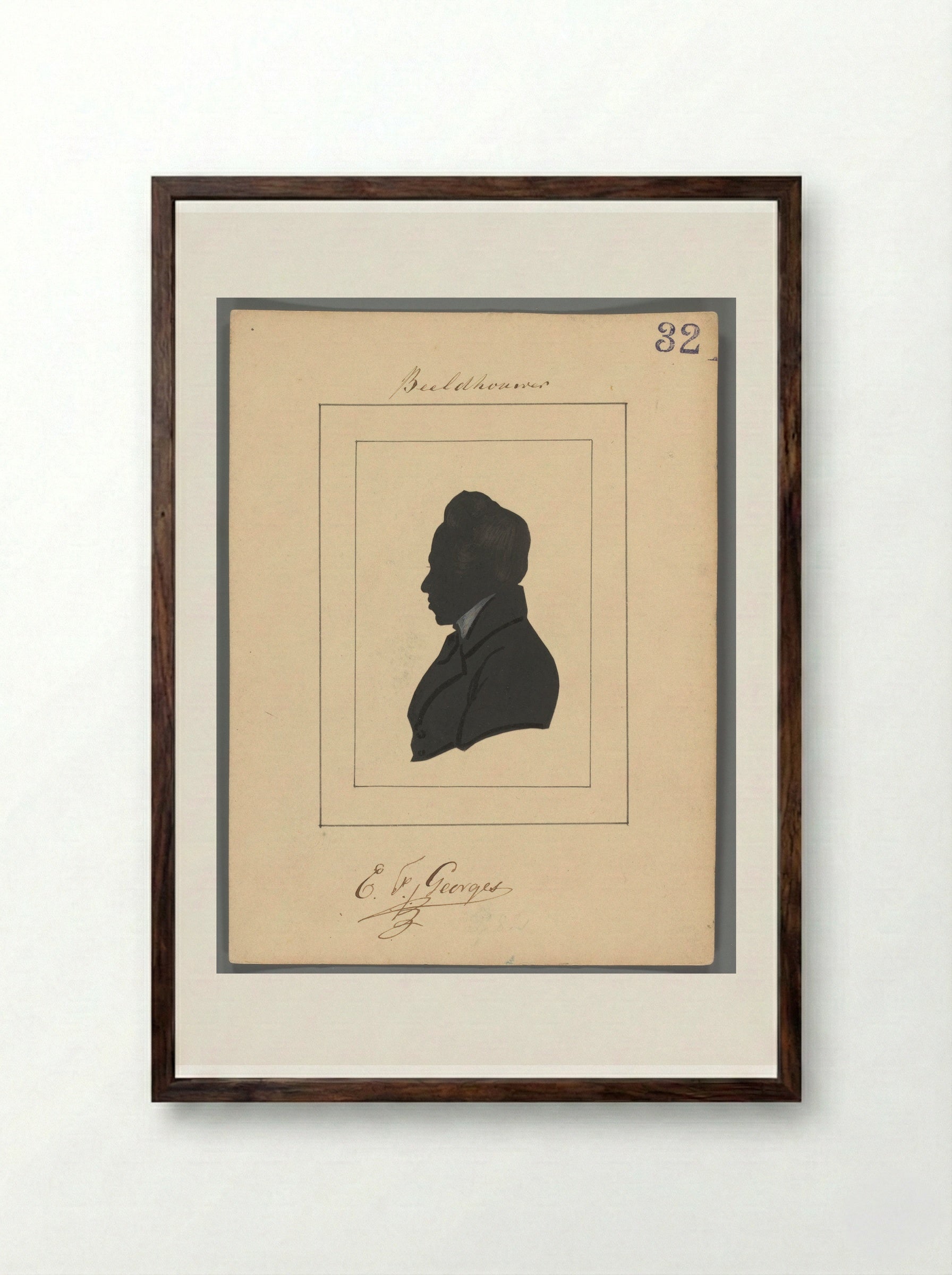 Silhouetportret van Eduard François Georges - Elisabeth Alida Haanen - Framed Print Dark Wood