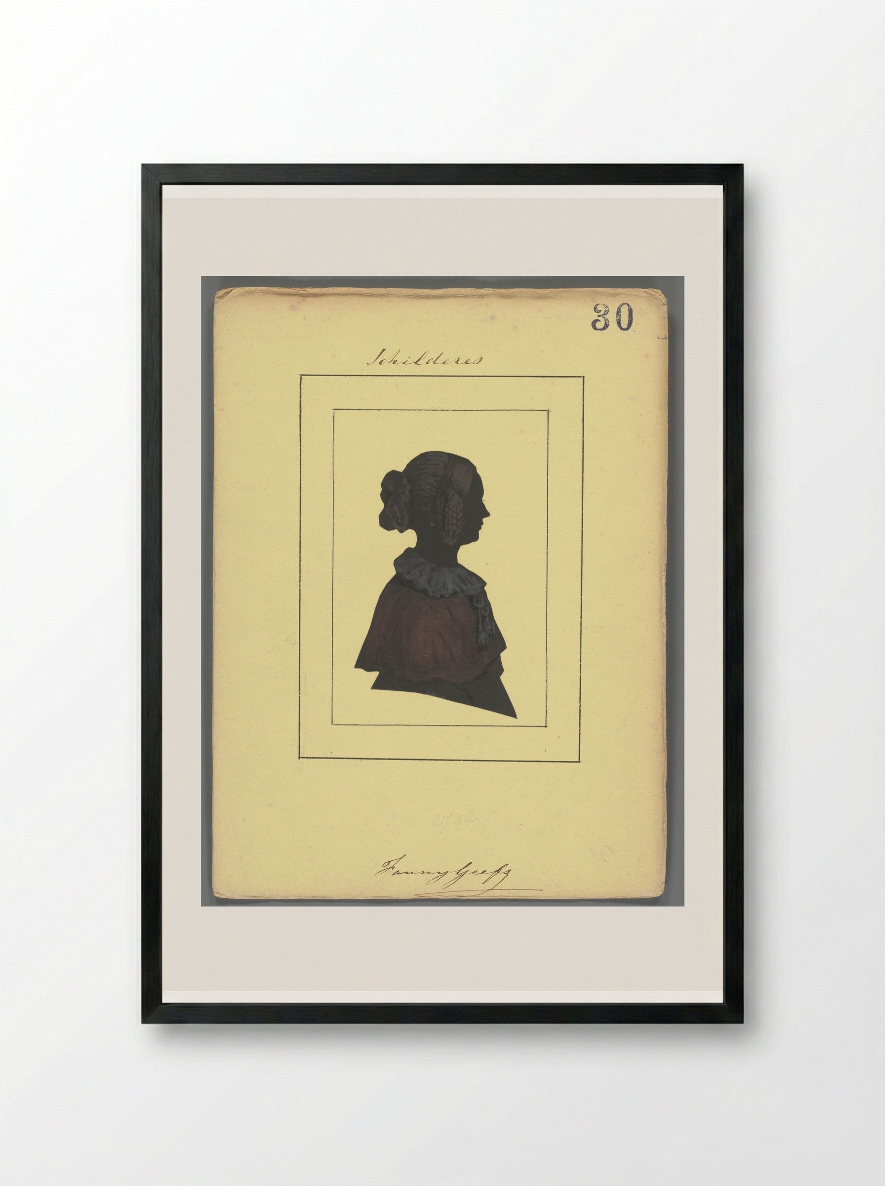 Silhouetportret van Fanny Geefs-Corr - Elisabeth Alida Haanen - Framed Print Black