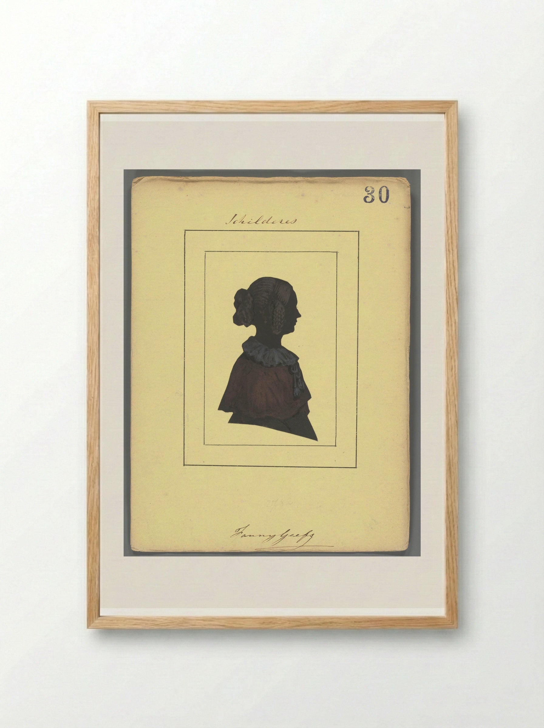 Silhouetportret van Fanny Geefs-Corr - Elisabeth Alida Haanen - Framed Print Wood
