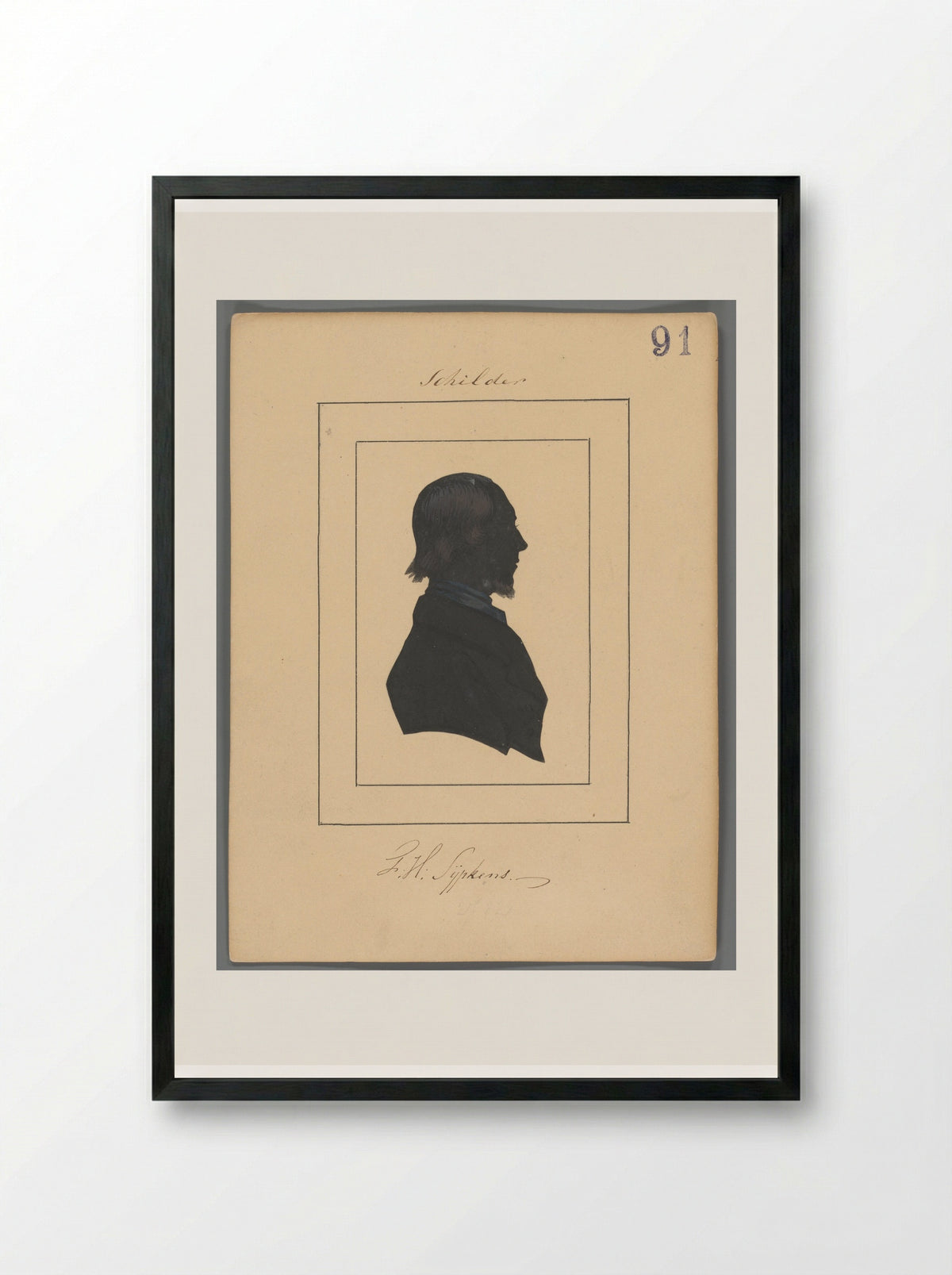 Silhouetportret van Ferdinand Hendrik Sijpkens - Elisabeth Alida Haanen - Framed Print Black